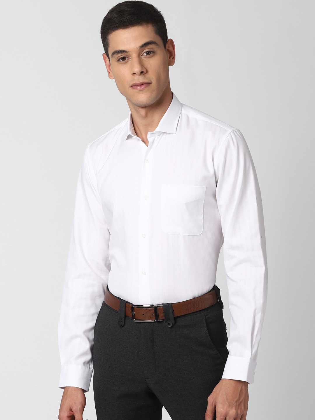 Buy Peter England Men White Slim Fit Self Design Cotton Formal Shirt ...