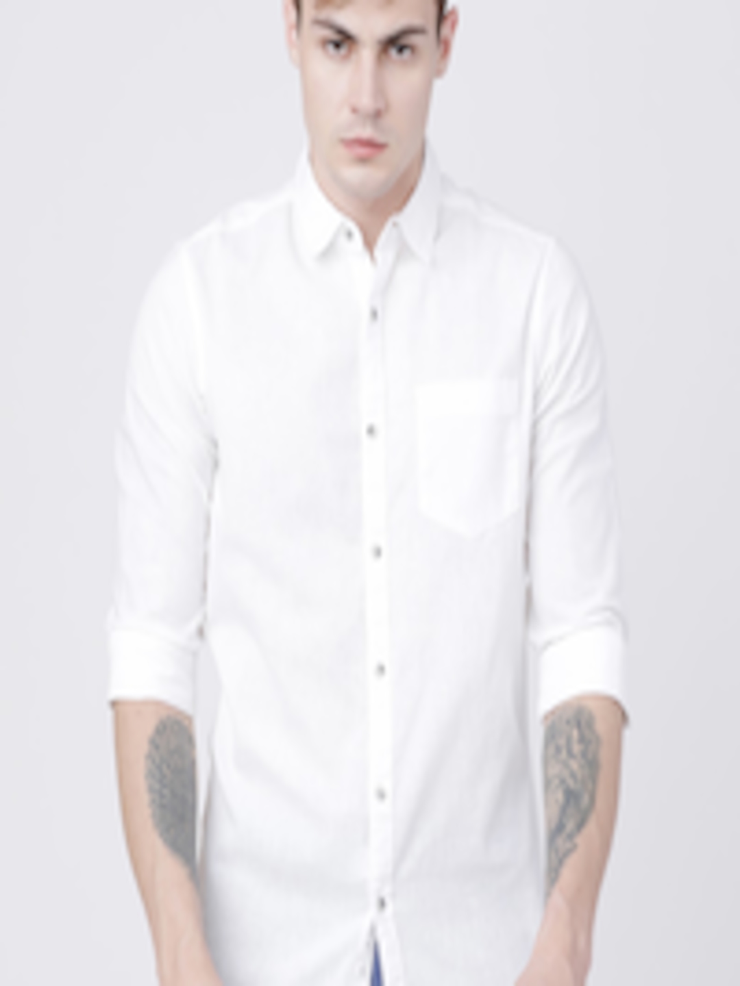 Buy HIGHLANDER Men White Slim Fit Casual Cotton Linen Shirt - Shirts ...