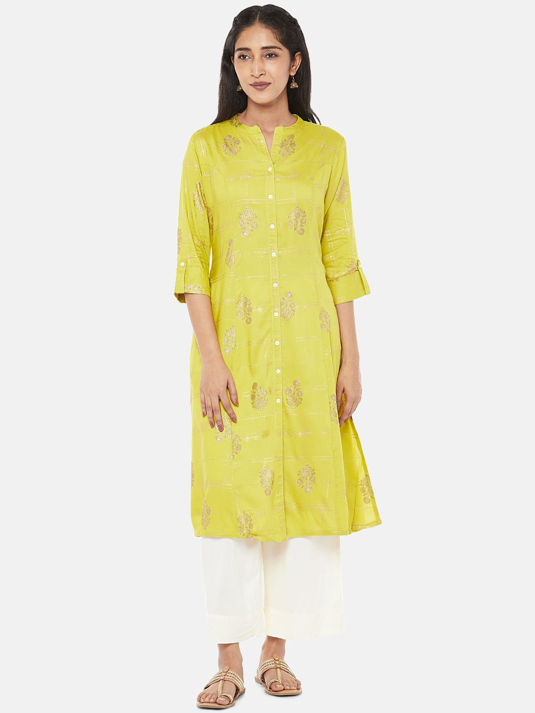 Buy RANGMANCH BY PANTALOONS Women Lime Green Floral Kurta Kurtas for