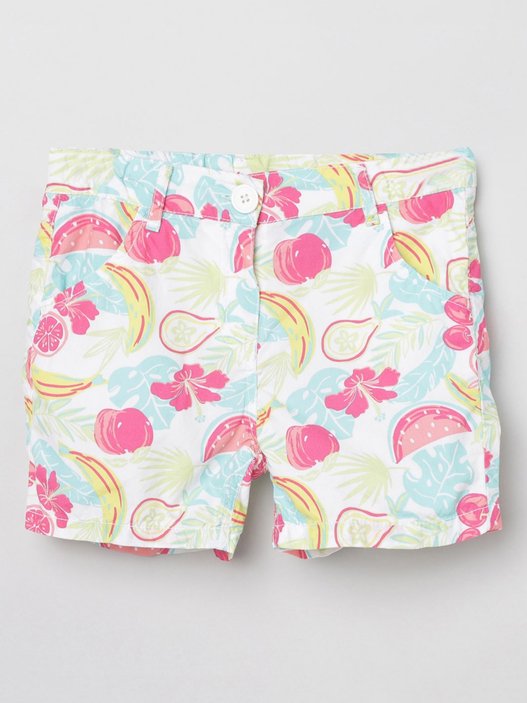 Buy Max Girls White Printed Cotton Regular Fit Shorts - Shorts for
