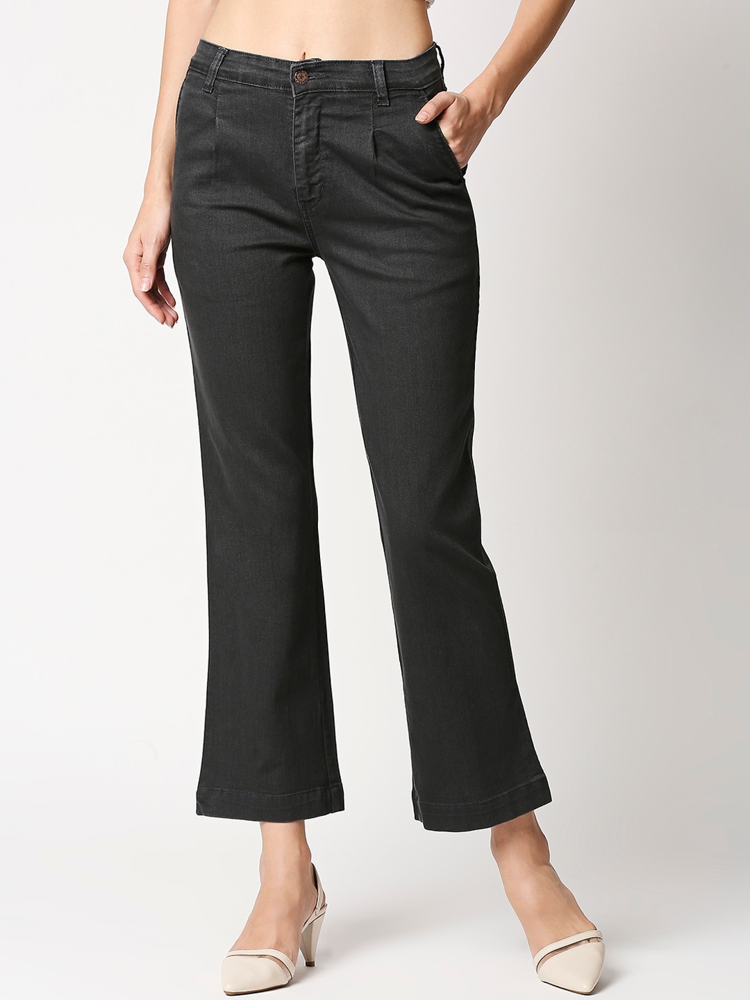 grey bootcut jeans