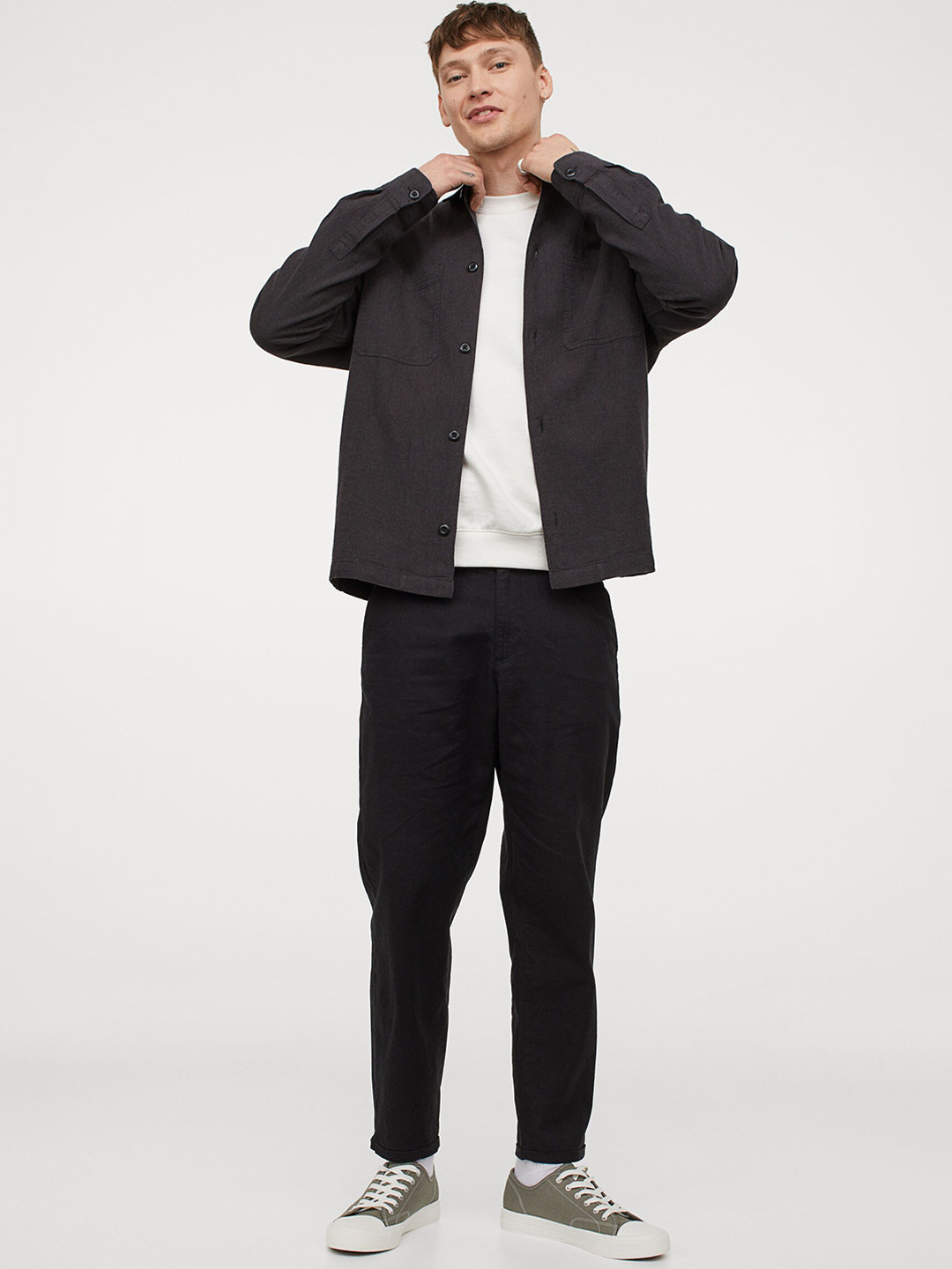 Buy H&M Men Black Linen Mix Trousers Trousers for Men 14069144 Myntra