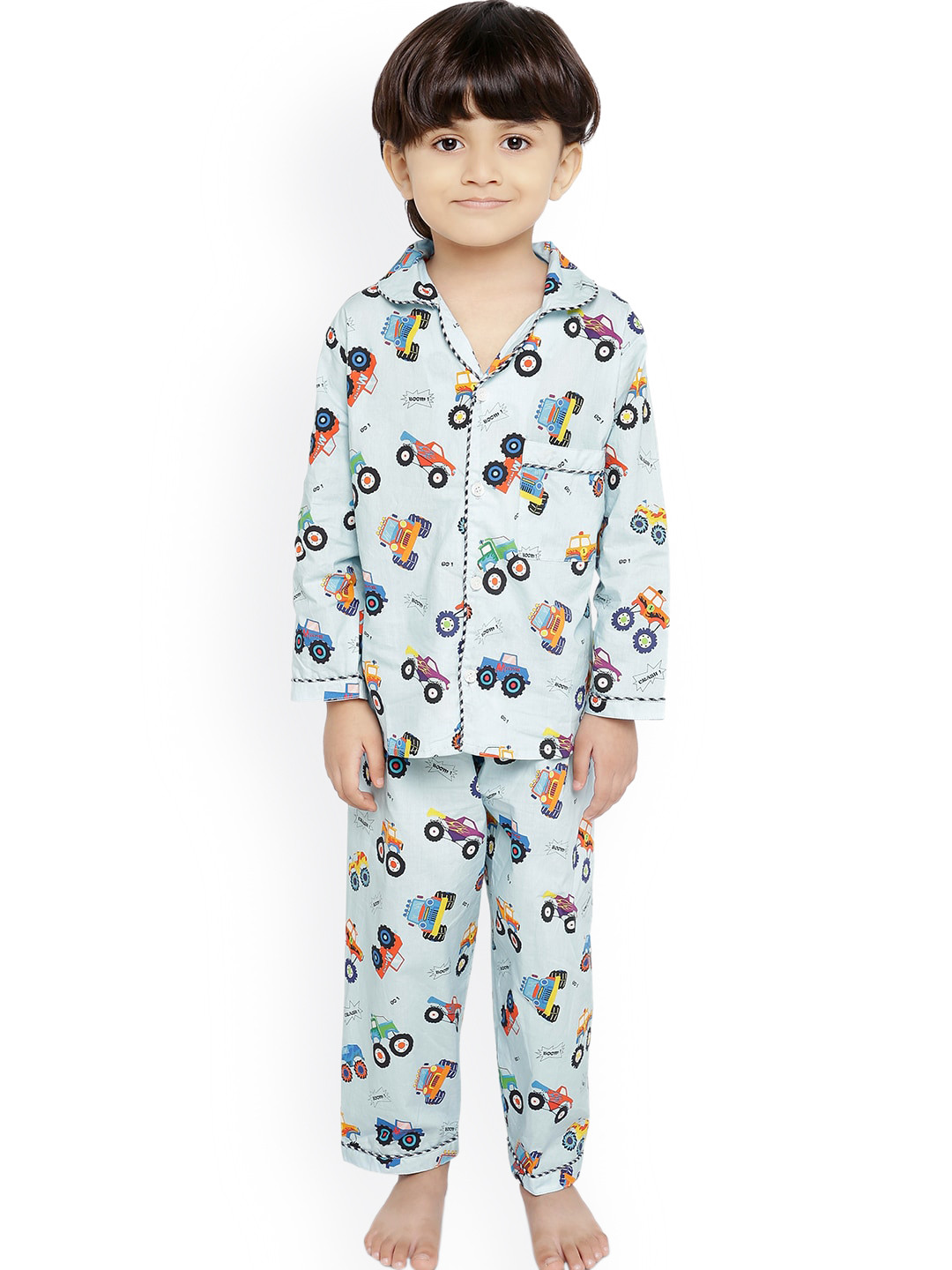 Buy Knitting Doodles Unisex Kids Blue & Black Printed Night Suit