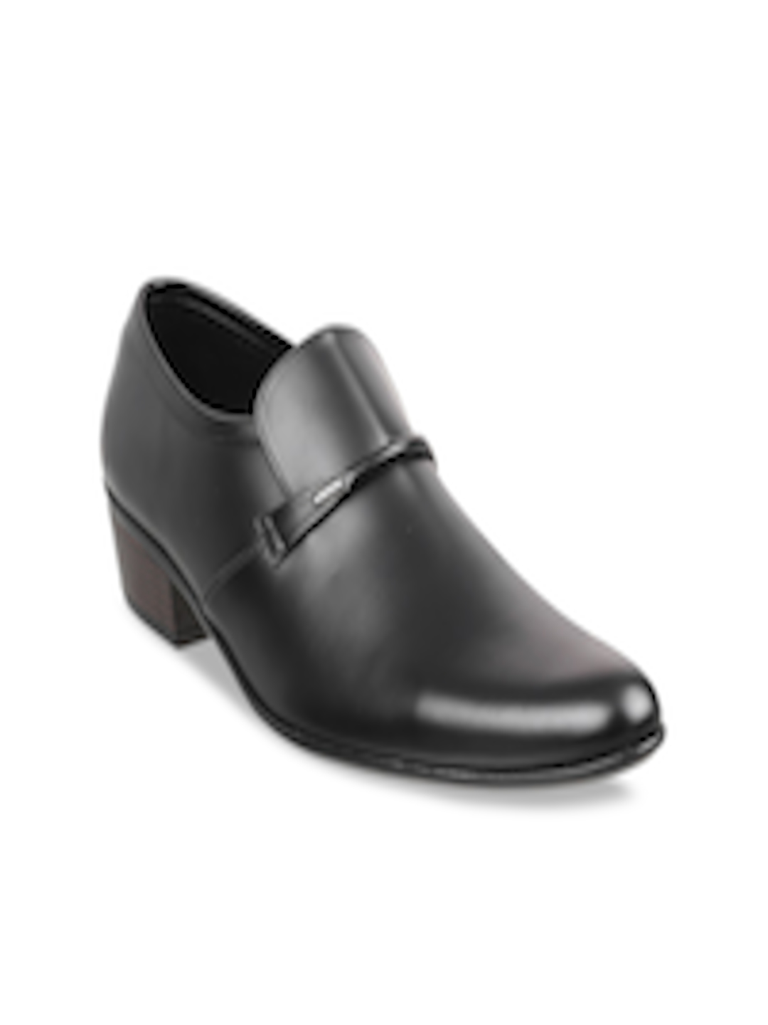 Buy Mochi Men Black Leather Solid Semiformal Slip Ons - Formal Shoes ...