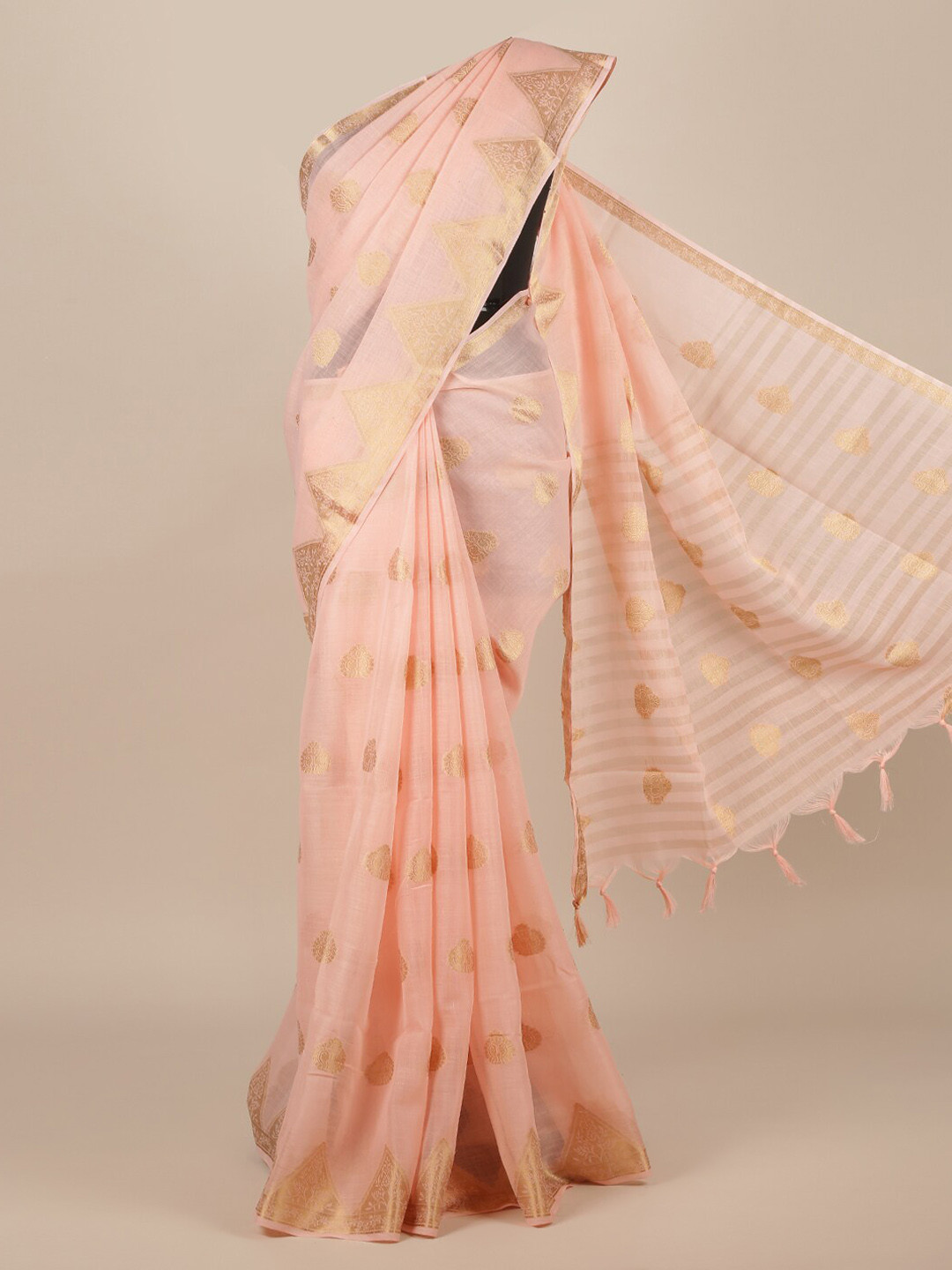 Buy Pothys Peach Coloured Woven Design Jute Silk Saree Sarees for