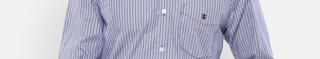 Buy Louis Philippe Sport Men Blue Slim Fit Striped Cotton Casual Shirt ...