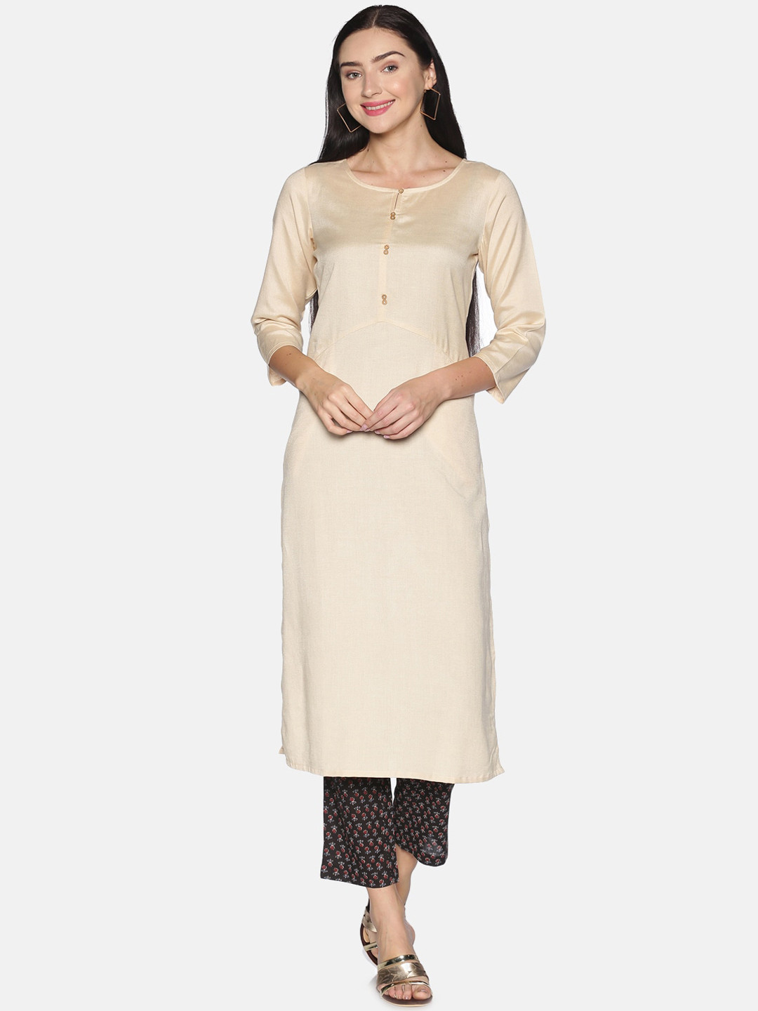 Buy Saffron Threads Women Beige Kurta Kurtas for Women 14108312 Myntra
