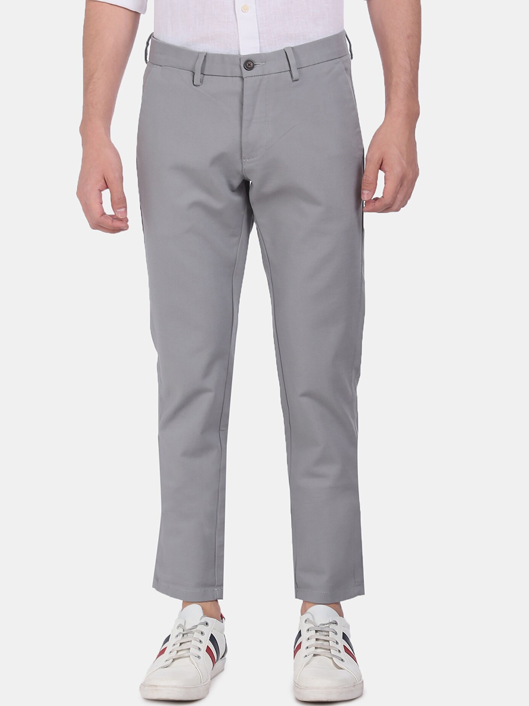 Buy Arrow Sport Men Grey Regular Fit Solid Trousers - Trousers for Men ...