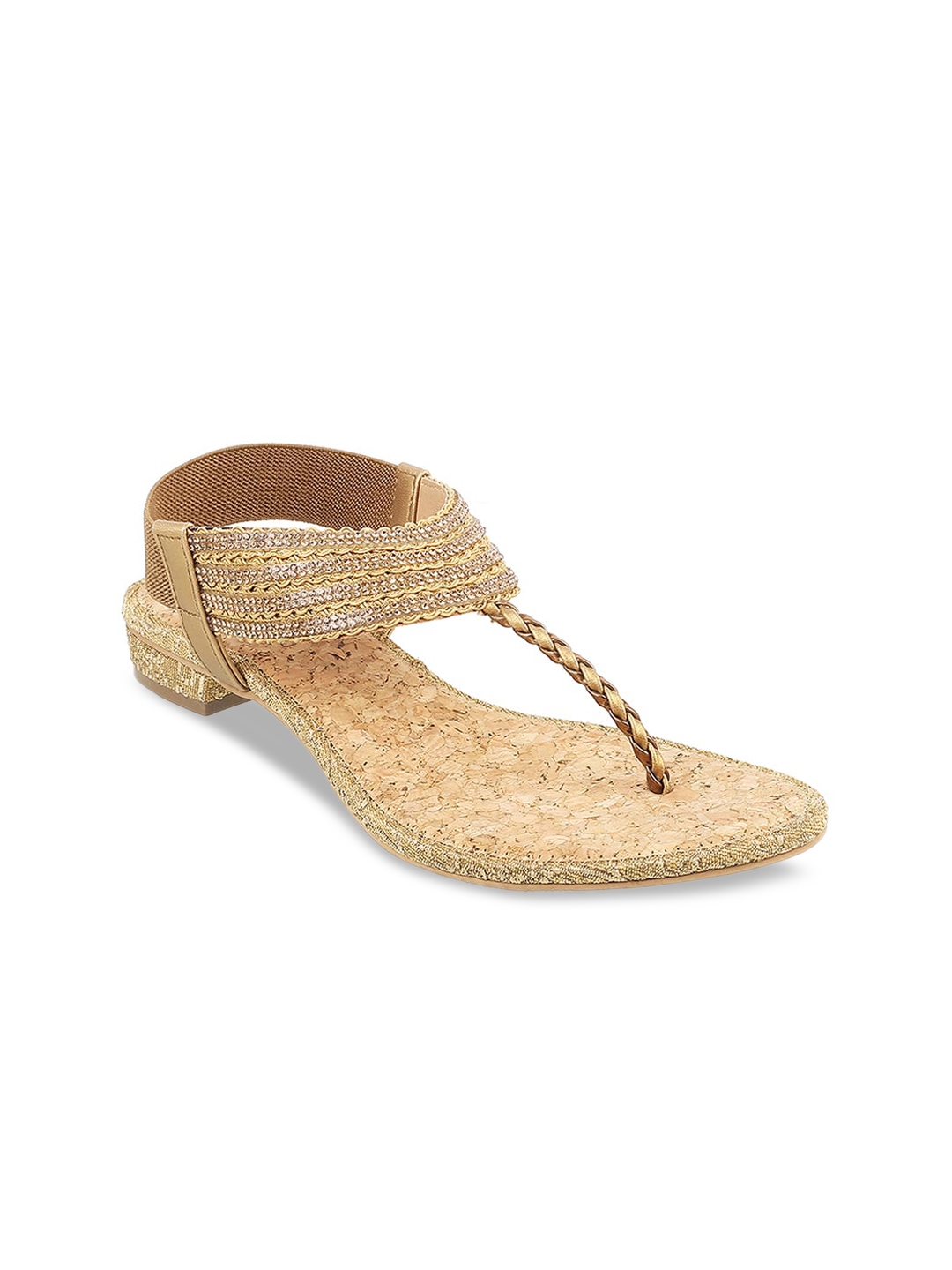 gold t strap flats