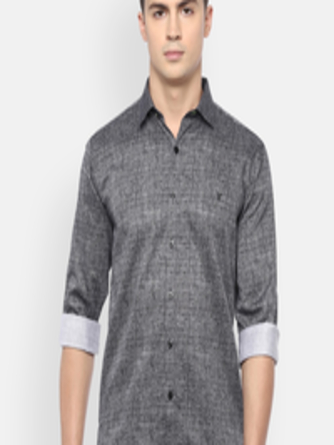 Buy V Dot Men Grey Slim Fit Printed Casual Shirt - Shirts for Men ...