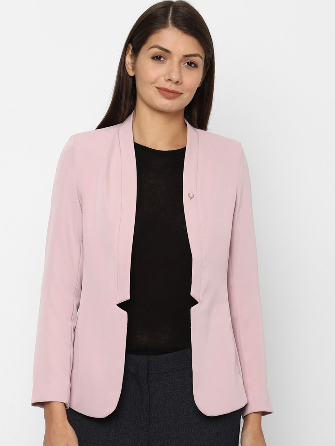 Buy Allen Solly Woman Women Pink Solid Open Front Formal Blazer - Blazers for Women 14109656 
