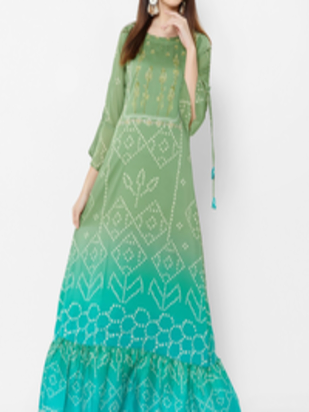 Buy ZOLA Women Green Floral Printed Maxi Dress - Dresses for Women