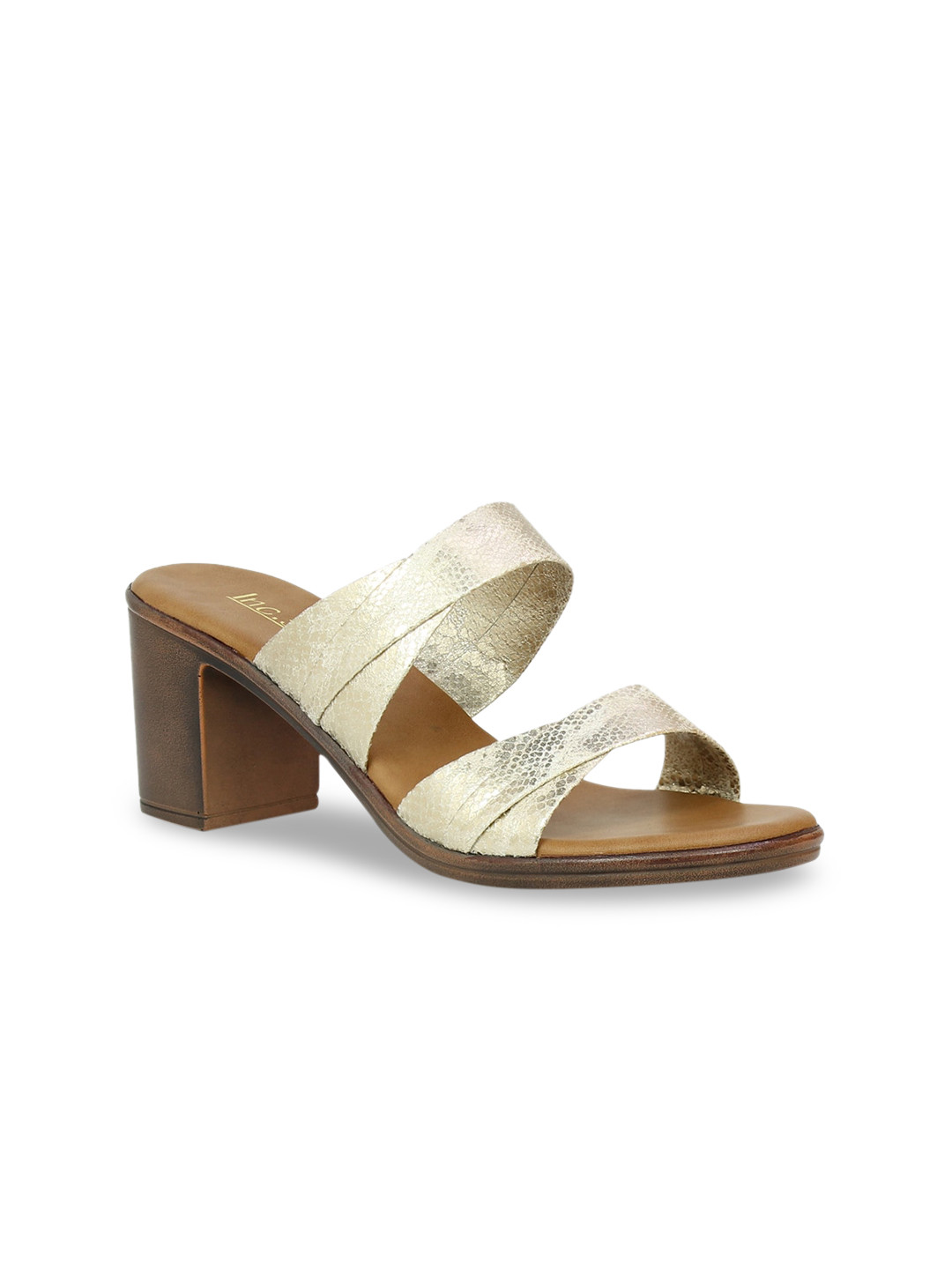 Buy Inc 5 Women Gold Toned Textured Mules Heels for Women 14123830
