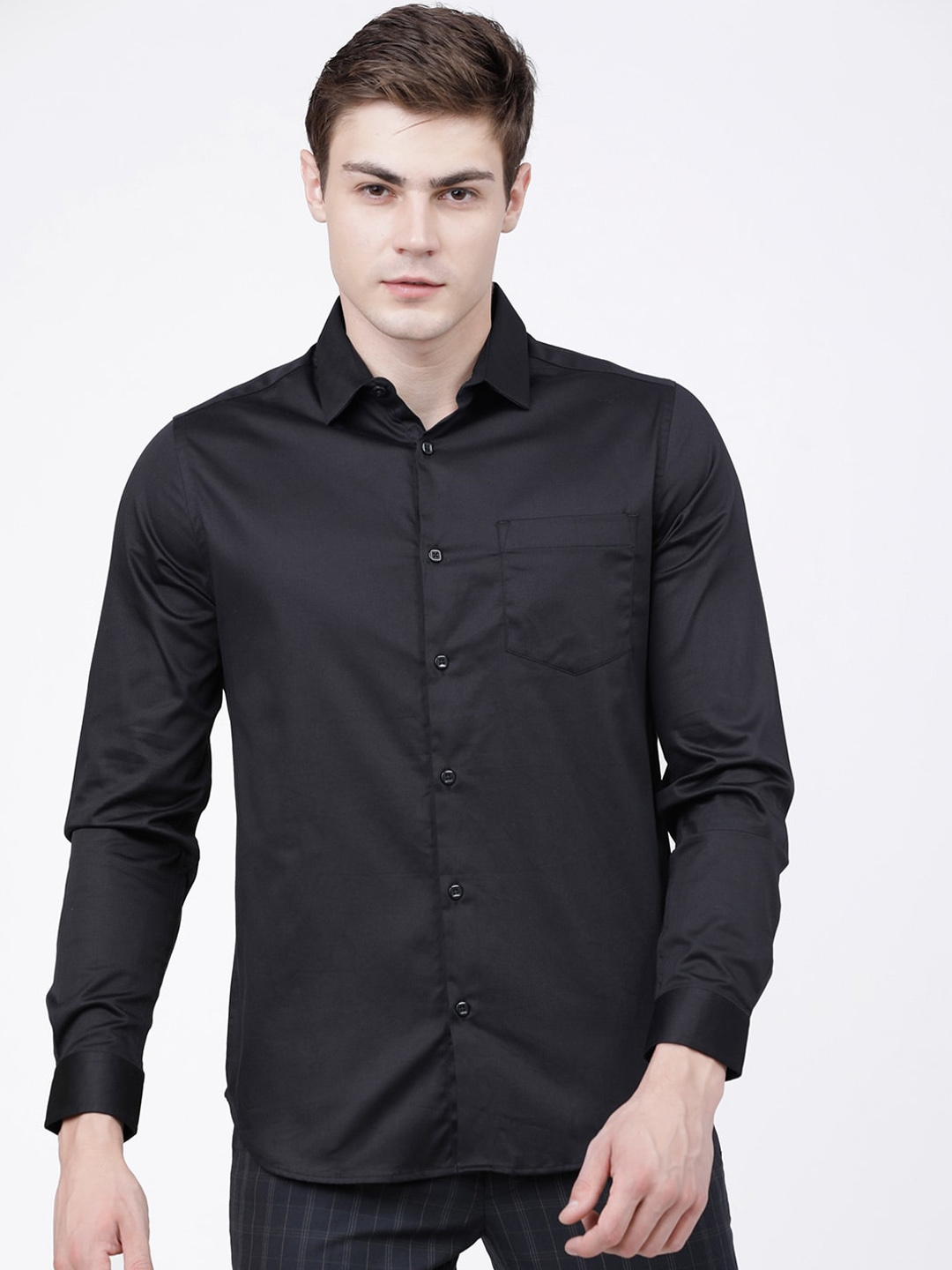 Buy HIGHLANDER Men Black Slim Fit Casual Shirt - Shirts for Men ...