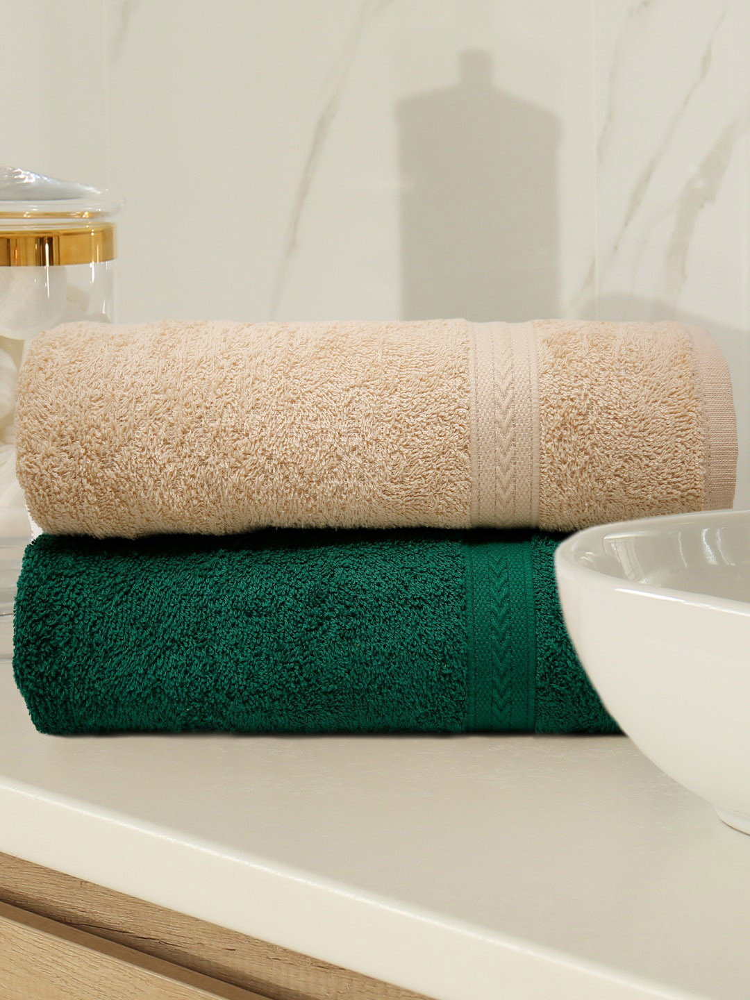 Buy Trident Unisex Pack Of 2 Solid 400 GSM Bath Towels Towel Set for