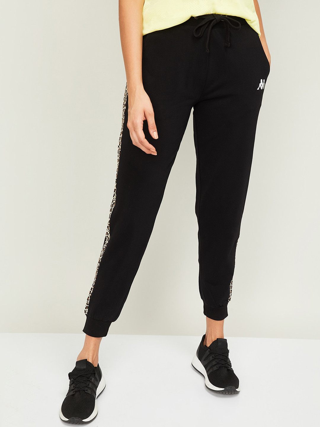 Buy Kappa Women Black Solid Cotton Joggers Track Pants for Women