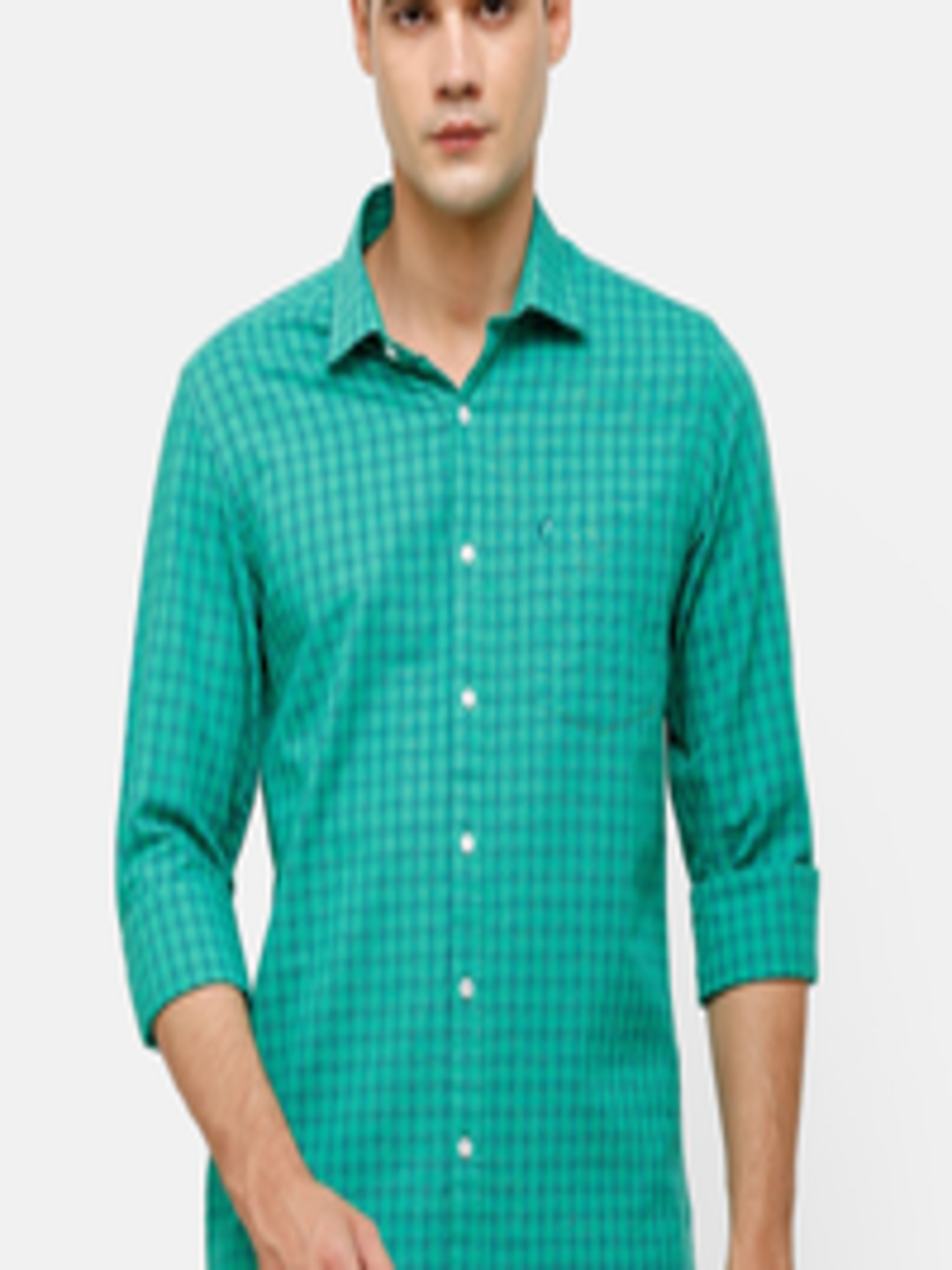 Buy CAVALLO By Linen Club Men Green & Blue Regular Fit Checked Linen ...