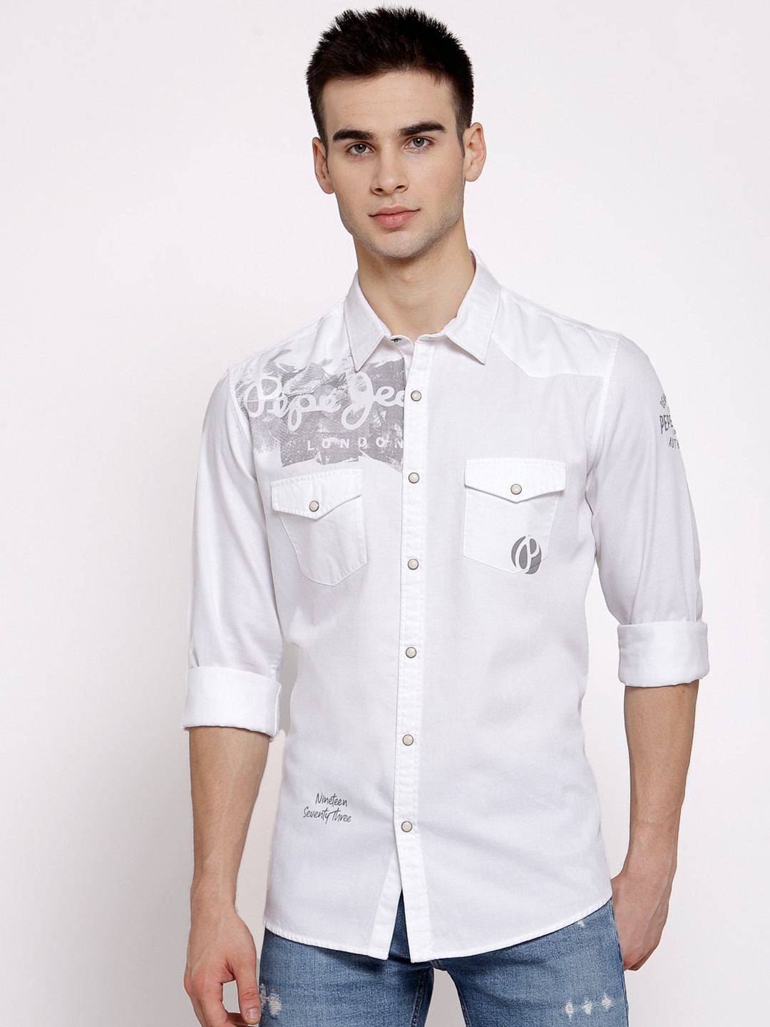 Pepe Jeans Bianco Cotton Men T-Shirt