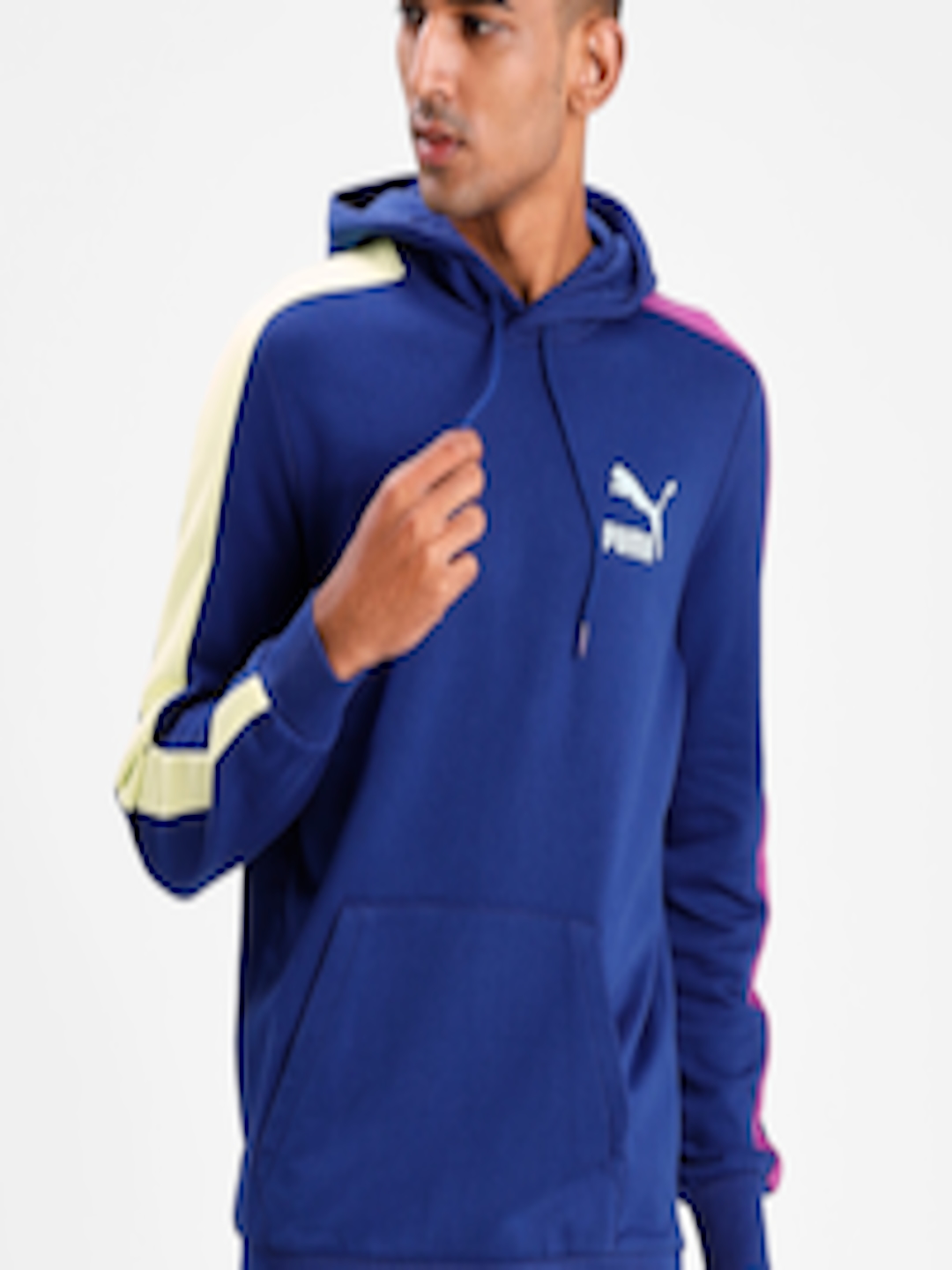 Buy Puma Men Blue Solid T7 Full Zip Fleece Hoodie Sweatshirt ...