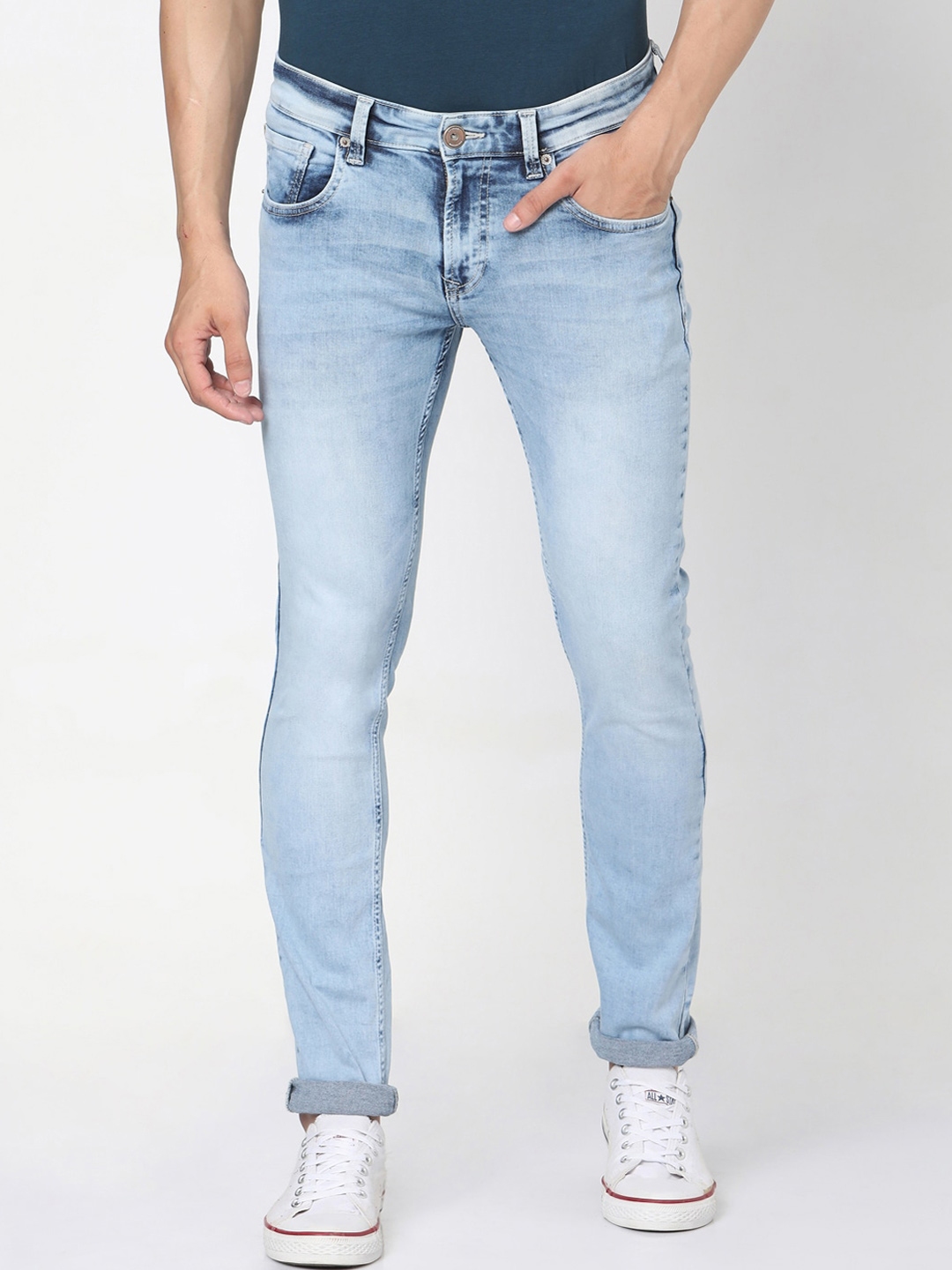 Buy SPYKAR Men Blue Pure Cotton Skinny Fit Jeans - Jeans for Men ...
