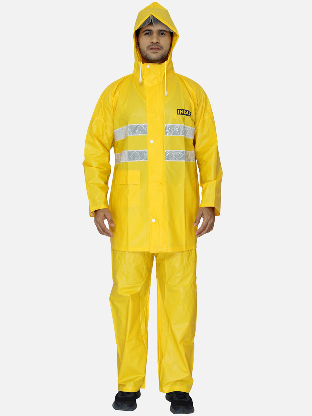 Buy THE CLOWNFISH Men Yellow Solid Industrial Series Hooded Rain Suit Rain Suit for Men