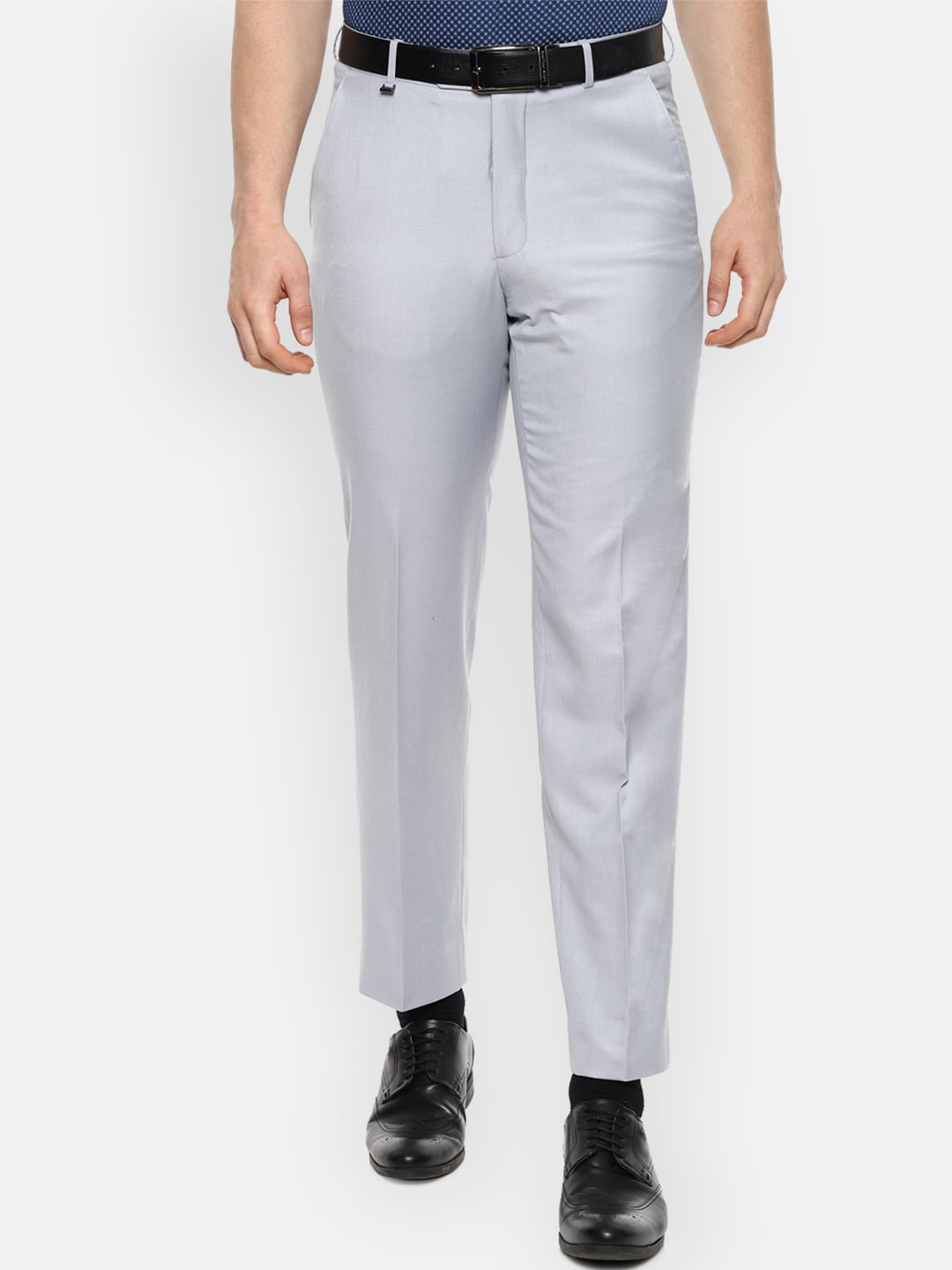 Buy Van Heusen Men Grey Regular Fit Solid Formal Trousers - Trousers ...