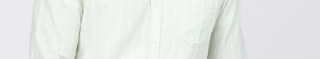 Buy HIGHLANDER Men Green & White Slim Fit Striped Casual Shirt - Shirts ...