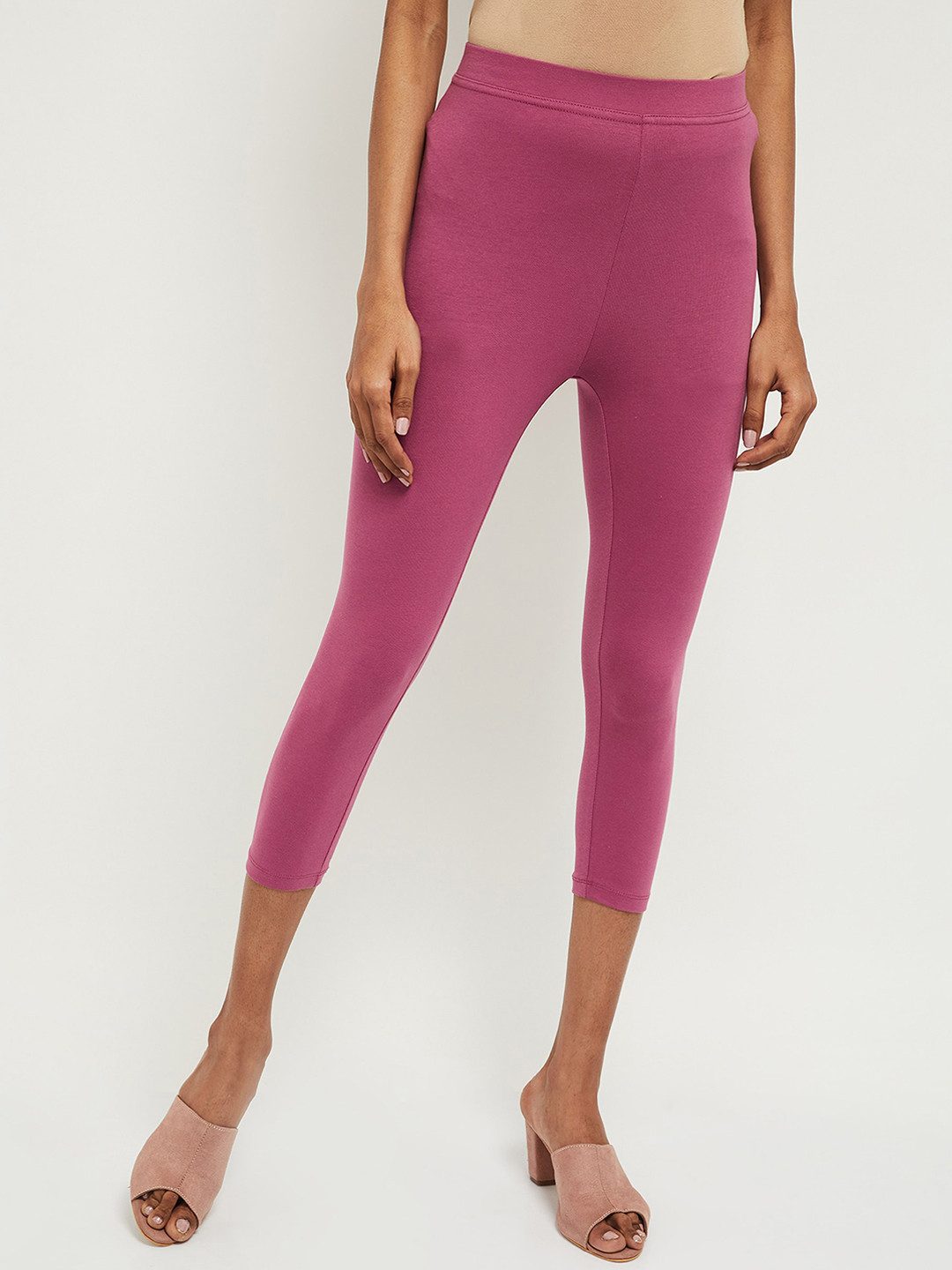 Buy Max Women Pink Solid Three Fourth Length Leggings Leggings for Women 14205072 Myntra