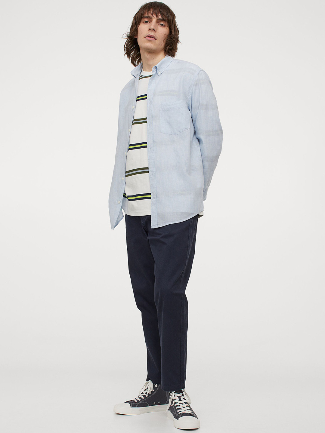 Buy H&M Men Blue Regular Fit Cotton Shirt Shirts for Men 14223282