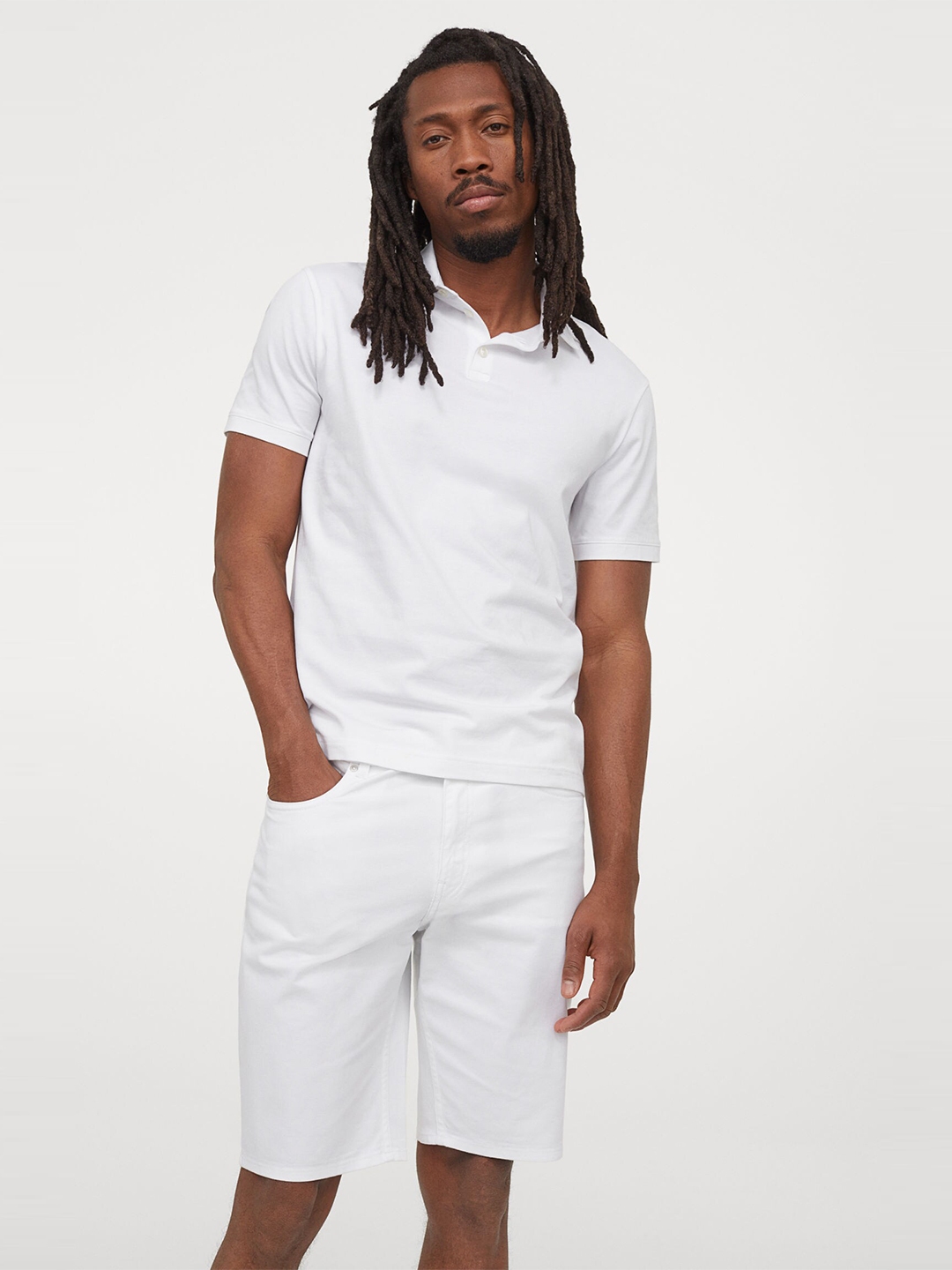 Buy H&M Men White Solid Slim Fit Polo Shirt Tshirts for Men 14223586