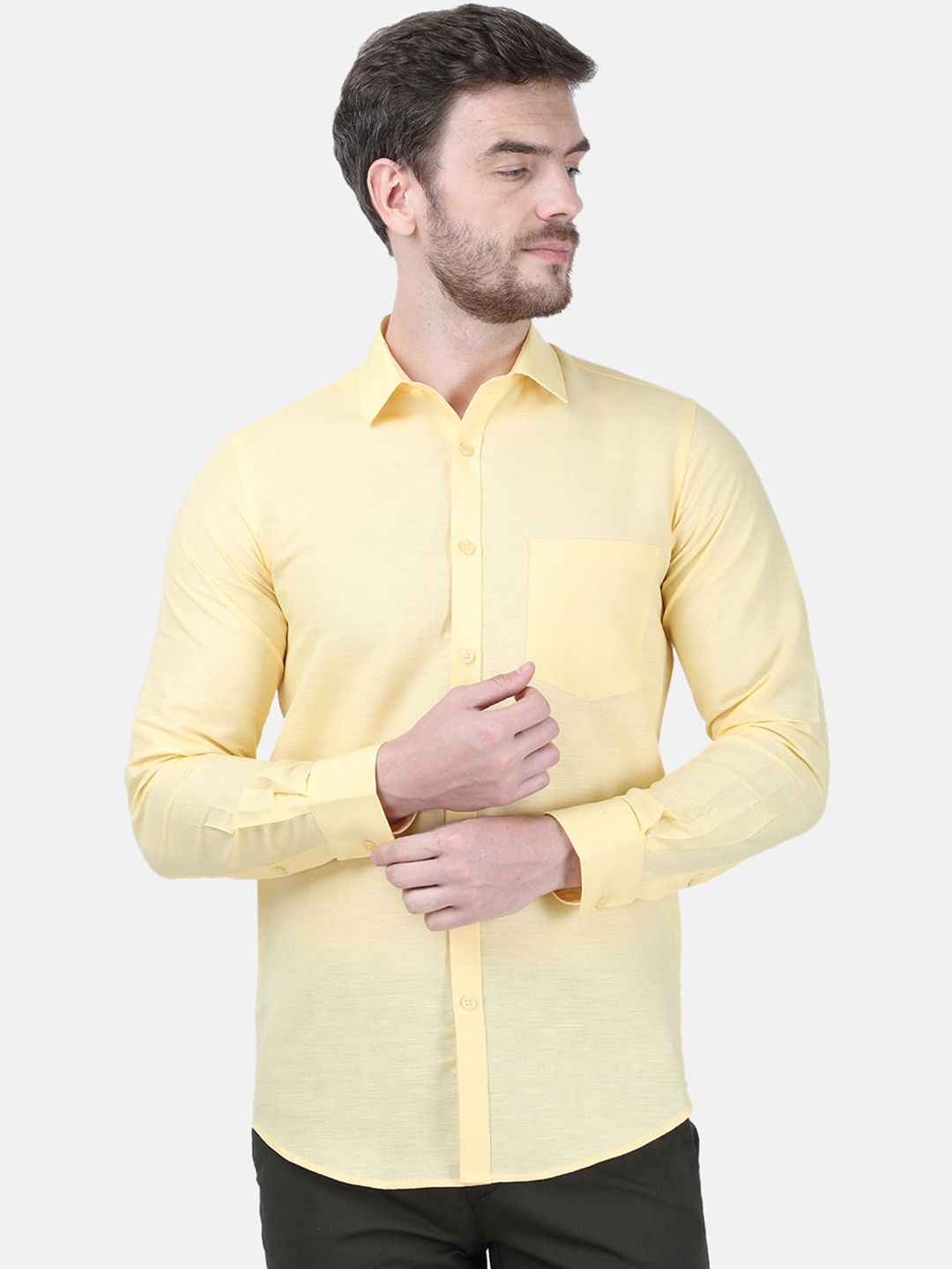 Buy Monte Carlo Men Yellow Regular Fit Solid Casual Shirt - Shirts for ...