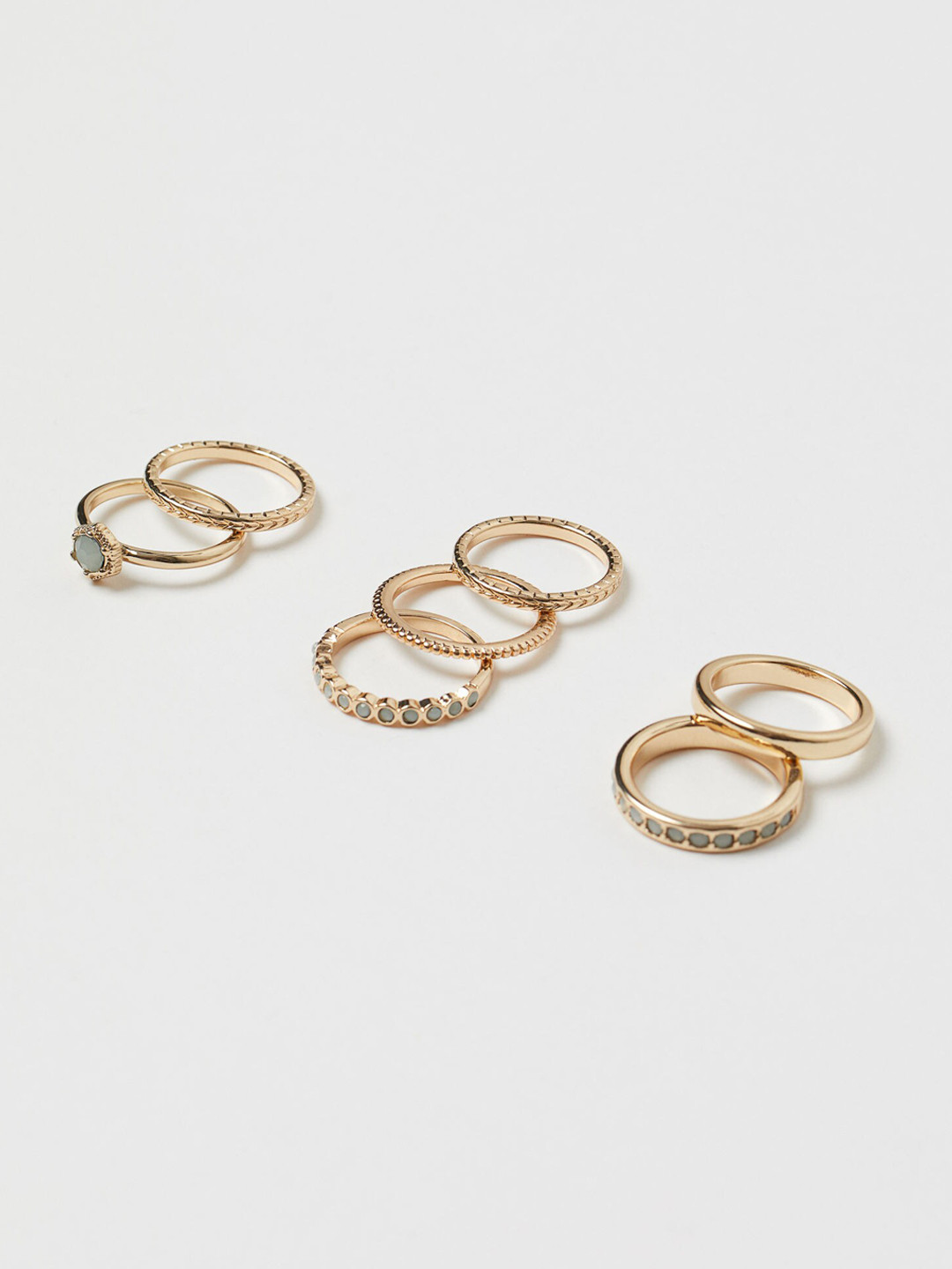 Buy H&M Women Gold & Green 7 Pack Rings Ring for Women 14044728 Myntra
