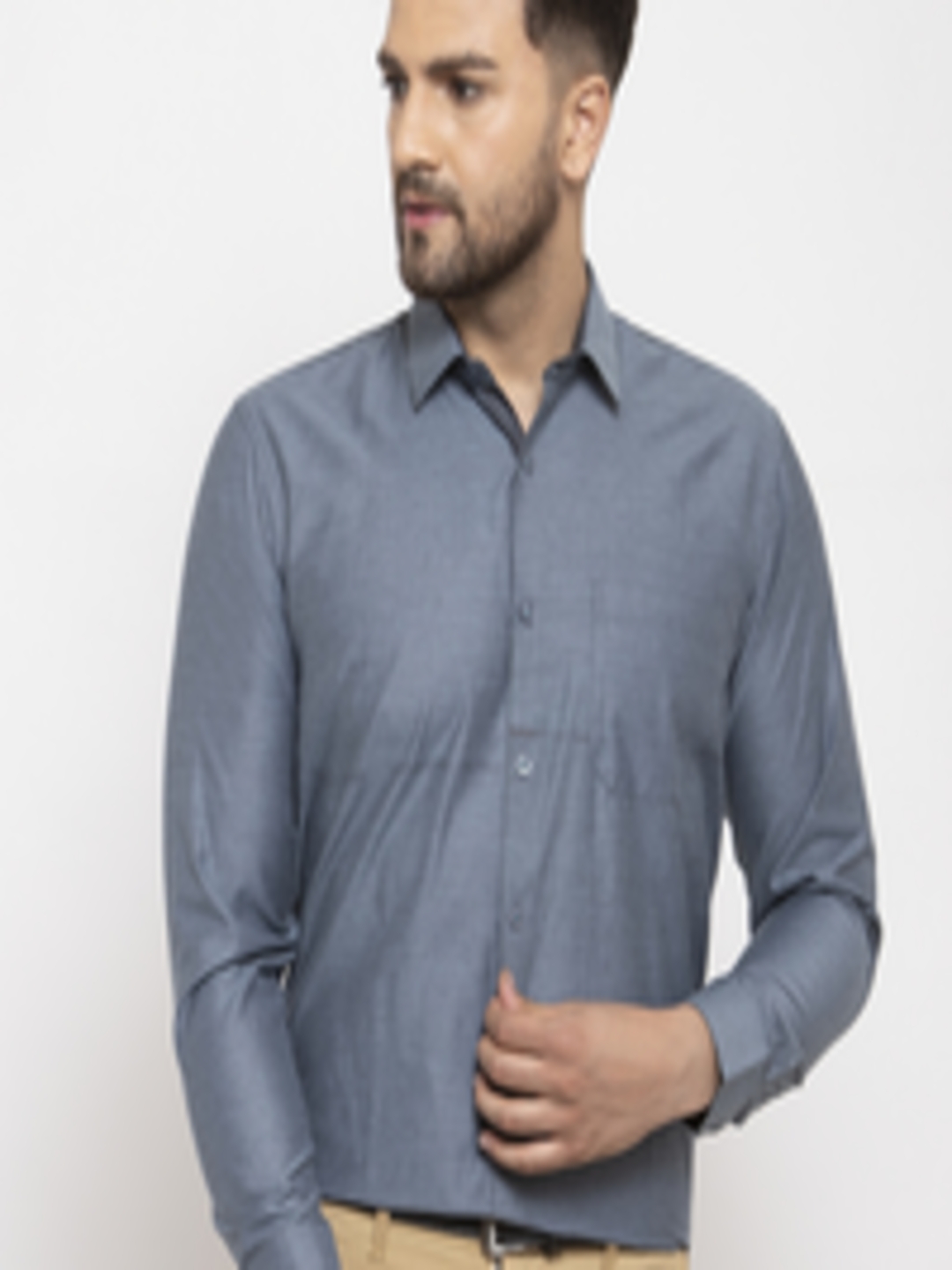 Buy JAINISH Men Grey Regular Fit Printed Formal Shirt - Shirts for Men ...