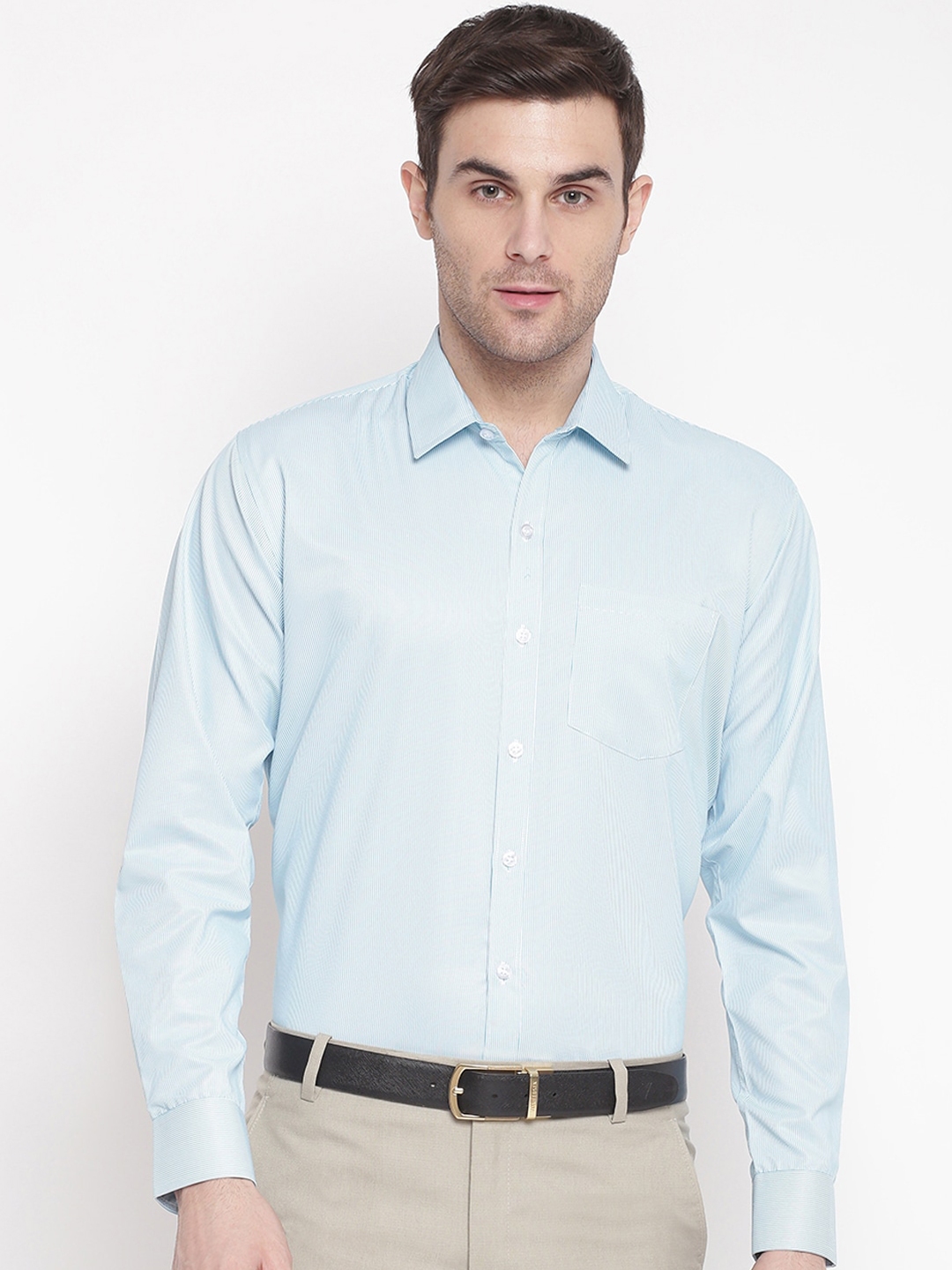 Buy GHPC Men Green Regular Fit Striped Formal Shirt - Shirts for Men ...