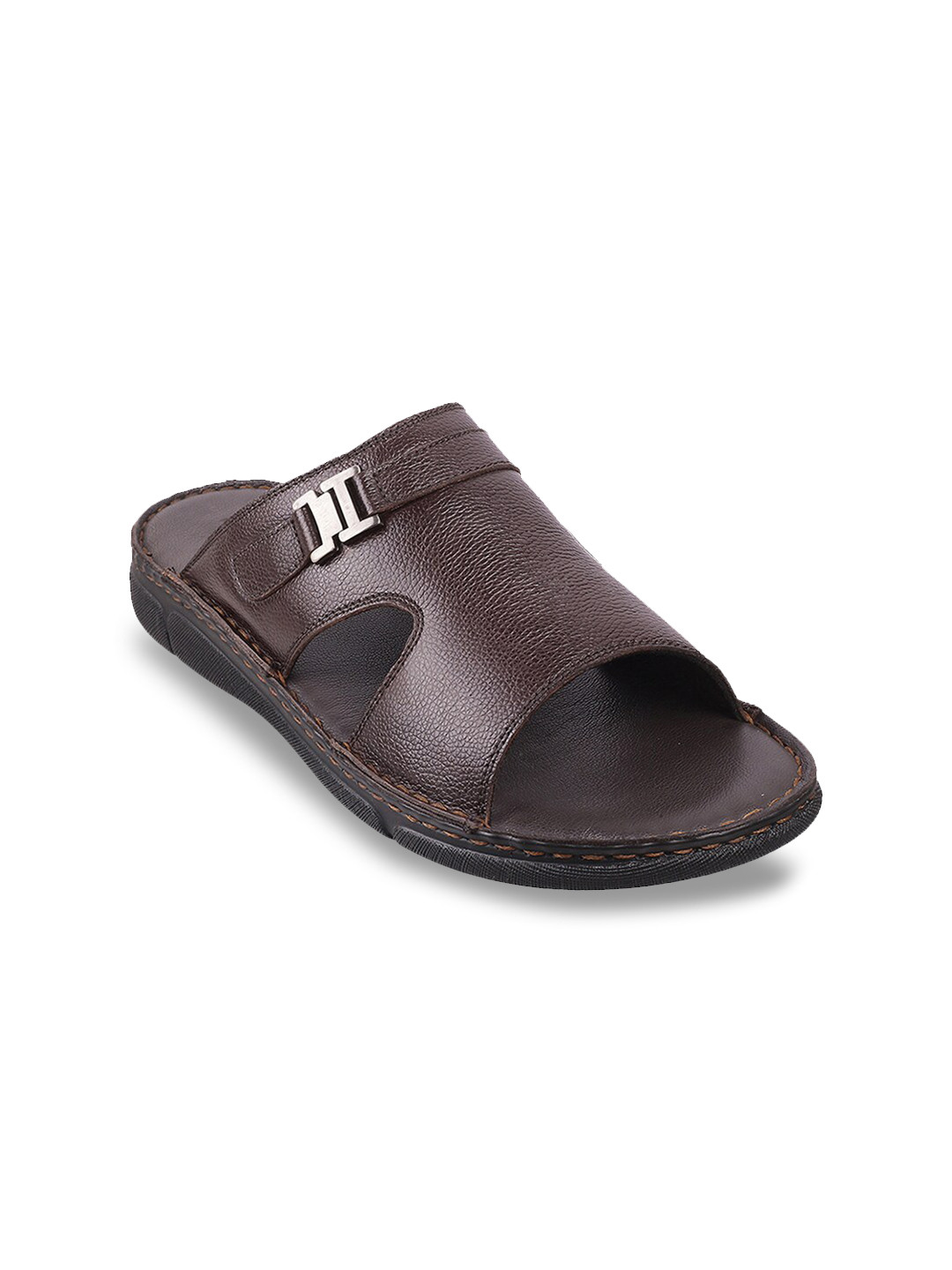 Buy Mochi Men Brown Leather Comfort Sandals - Sandals for Men 14284254 | Myntra