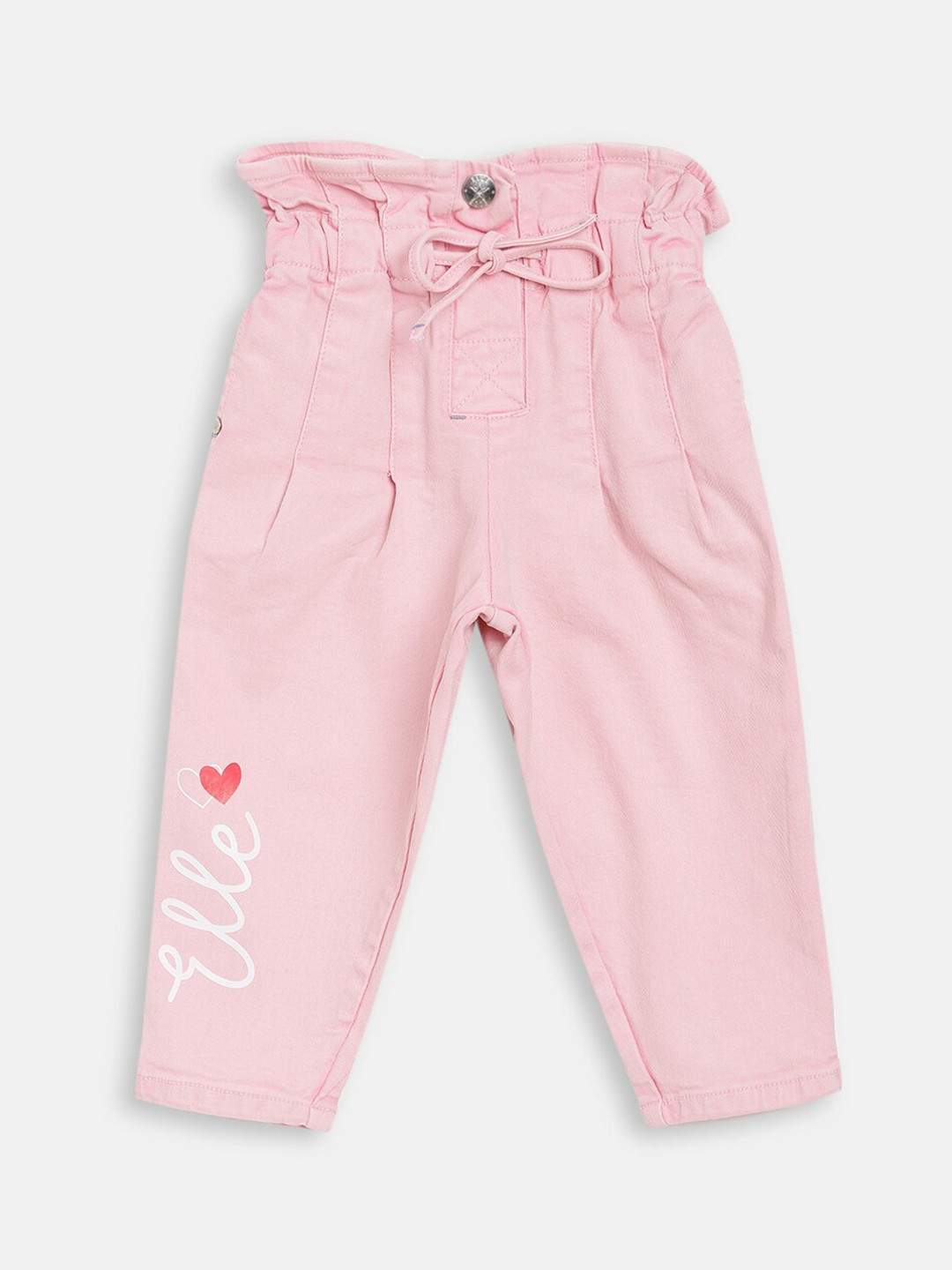 Buy ELLE Girls Pink Paper Bag Waist Pleated Detail Jeans Jeans for