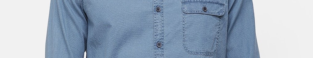 Buy Voi Jeans Men Blue Slim Fit Solid Cotton Denim Casual Shirt ...