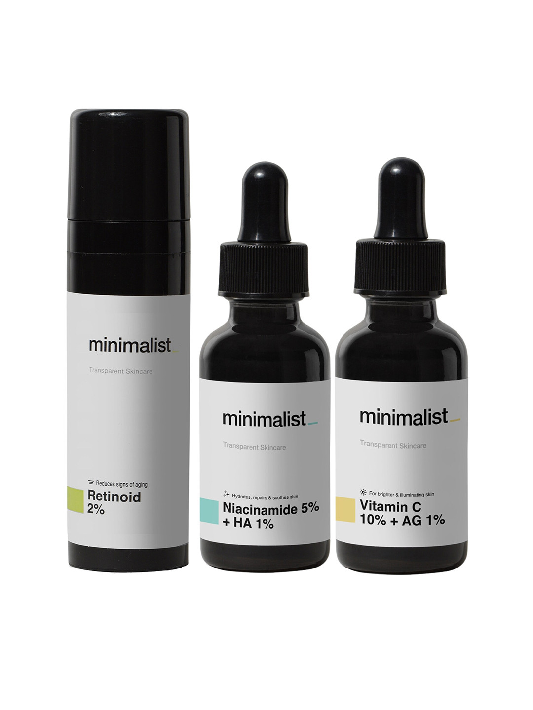 Buy Minimalist Set Of 3 Daily Multi Vitamin A B3 & C Face Serums Face