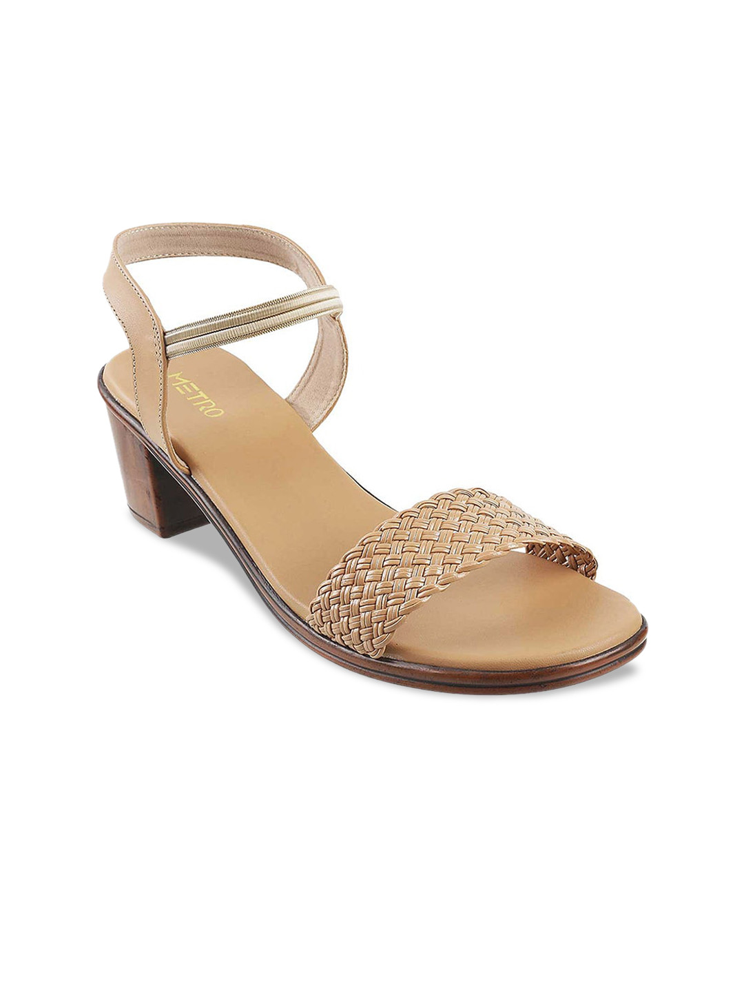 Buy Metro Women Beige Woven Design Sandals Heels for Women 14315354