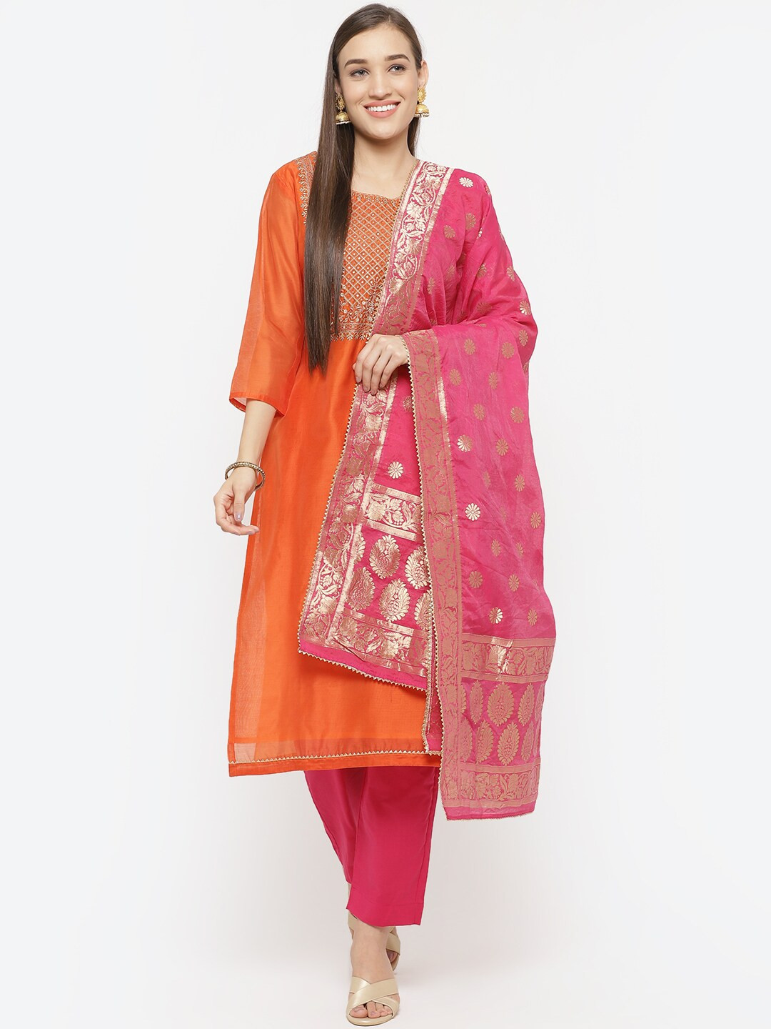 Buy Biba Women Orange Easy Stitch Suit Set Dress Material for Women 14316582 Myntra