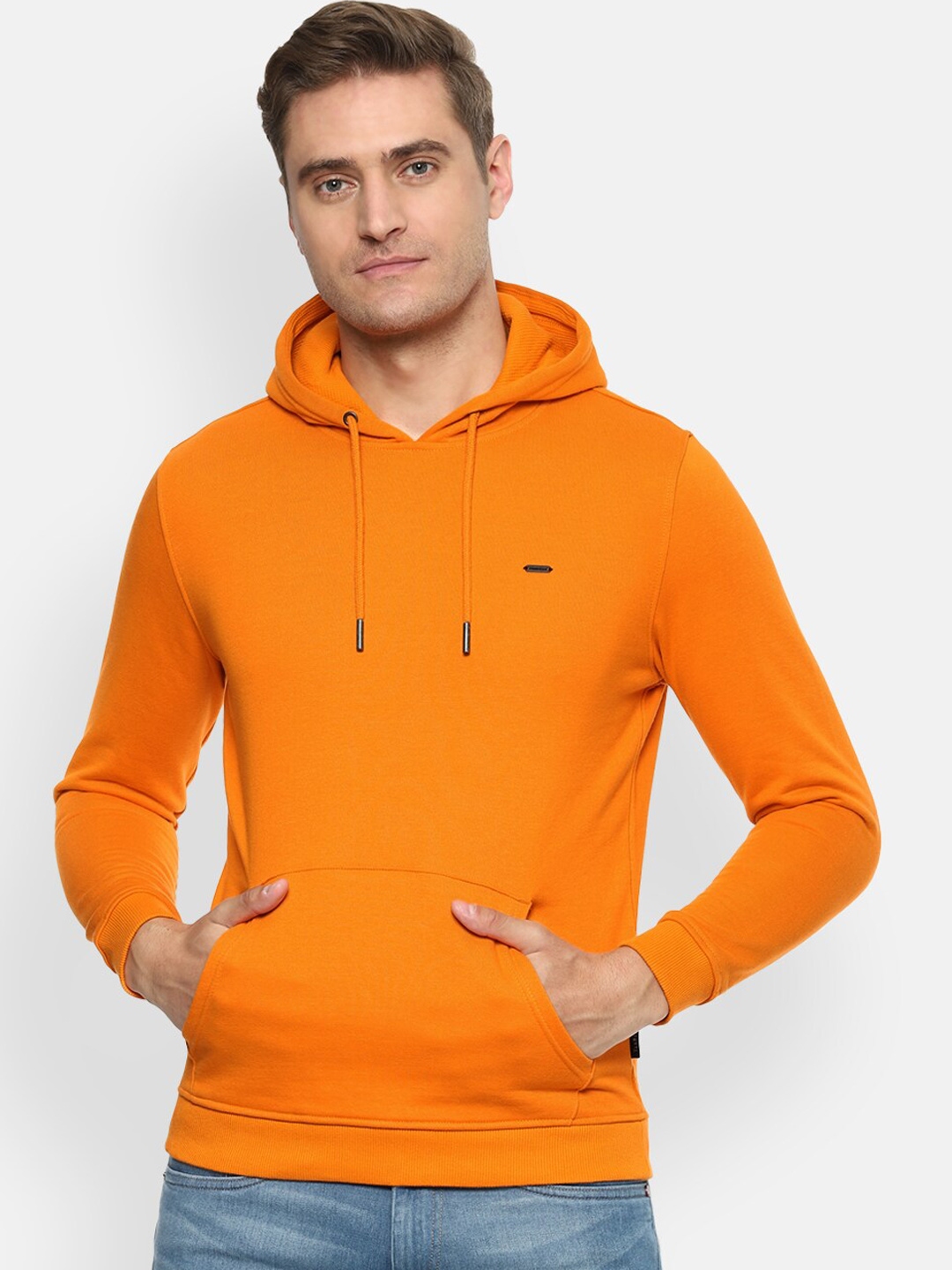 Buy Van Heusen Sport Men Orange Solid Hooded Sweatshirt - Sweatshirts ...