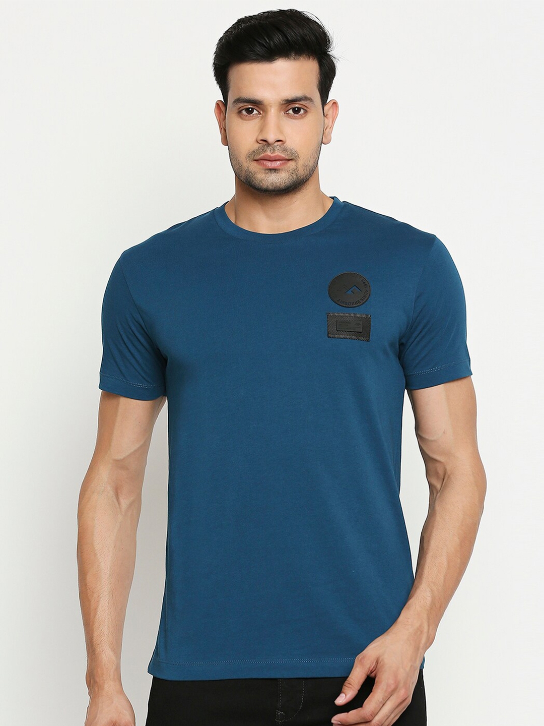 Buy Mufti Men Blue Solid Round Neck T Shirt - Tshirts for Men 14338128 ...