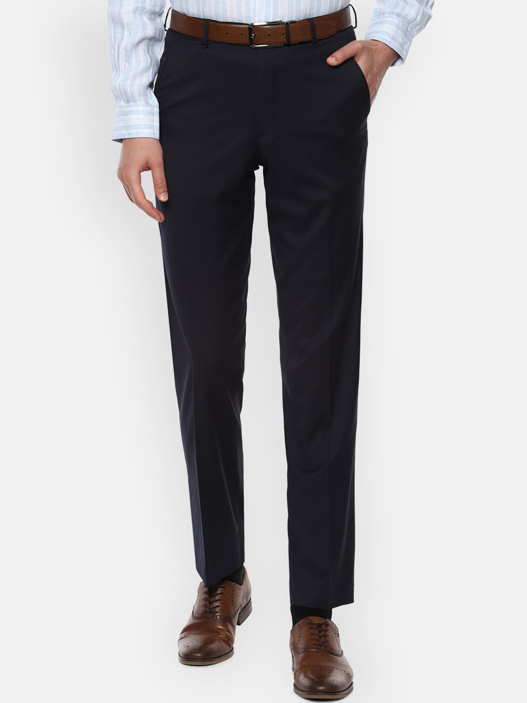 Buy Van Heusen Men Black Solid Formal Trousers Trousers for Men