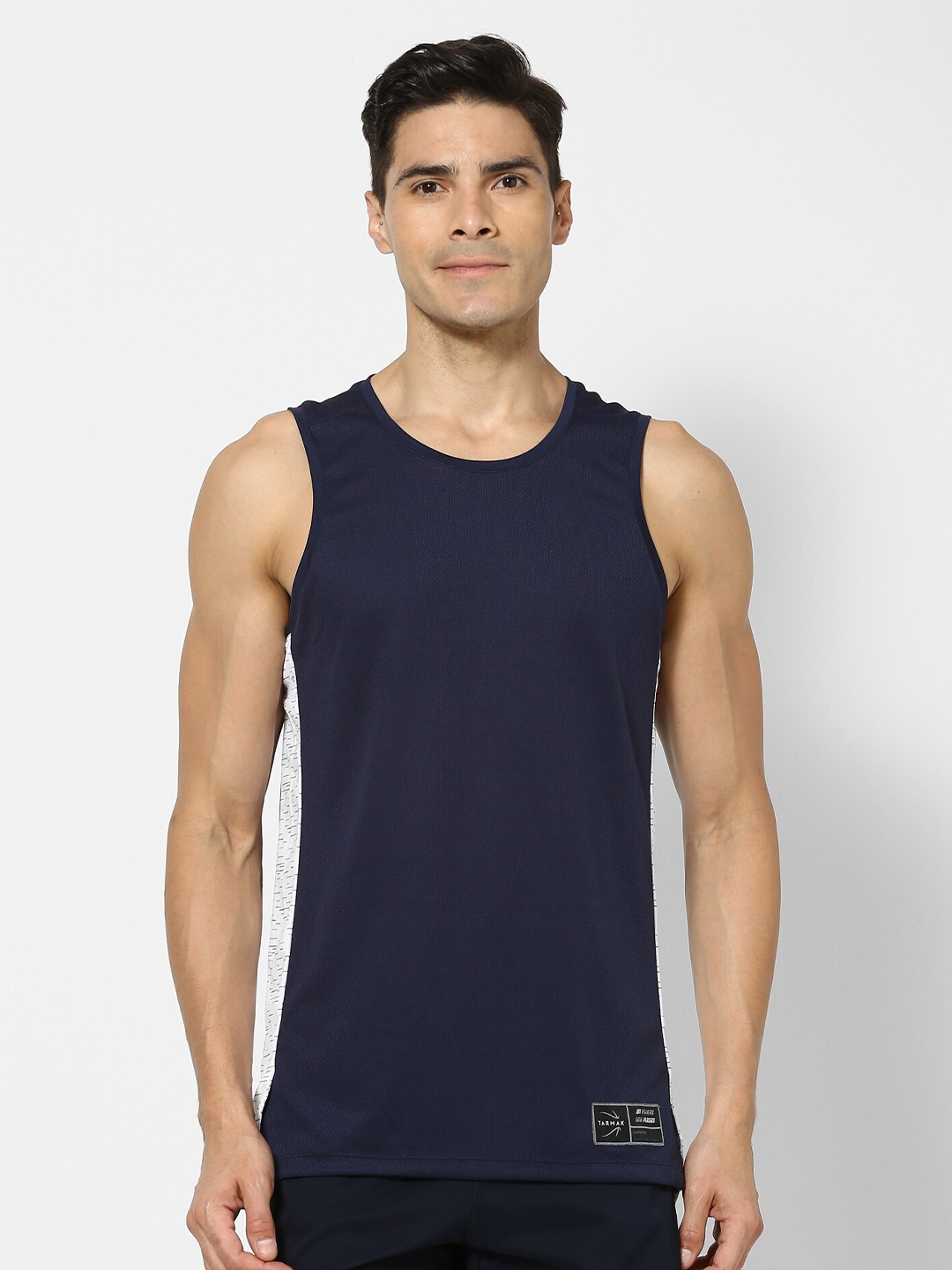 Buy TARMAK By Decathlon Men Navy Blue Solid Basketball Jersey - Tshirts ...