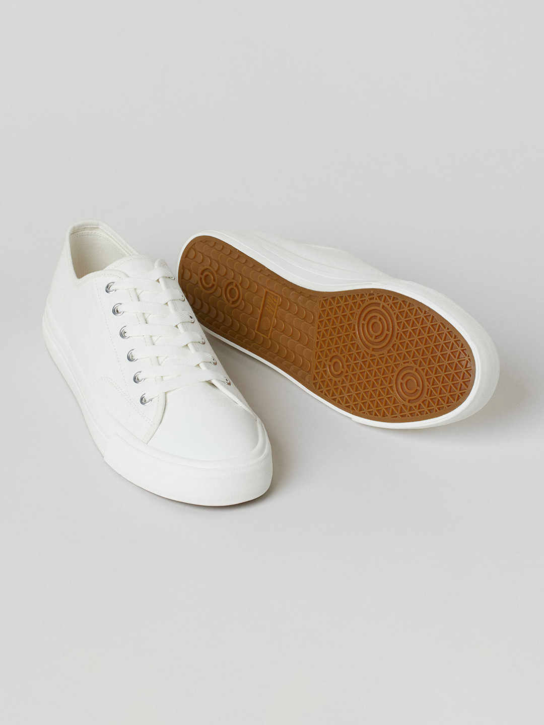 Buy H&M Men White Solid Canvas Trainers Casual Shoes for Men 14343564