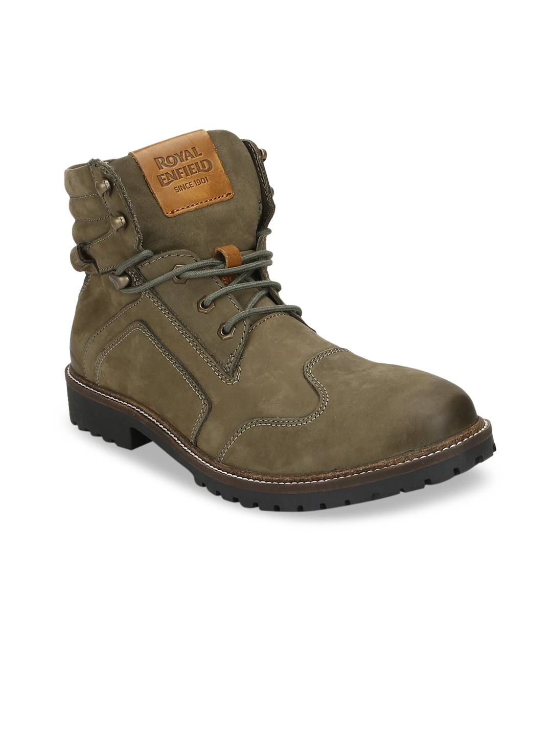 Buy Royal Enfield Men Olive Green Flat Boots - Casual Shoes for Men ...