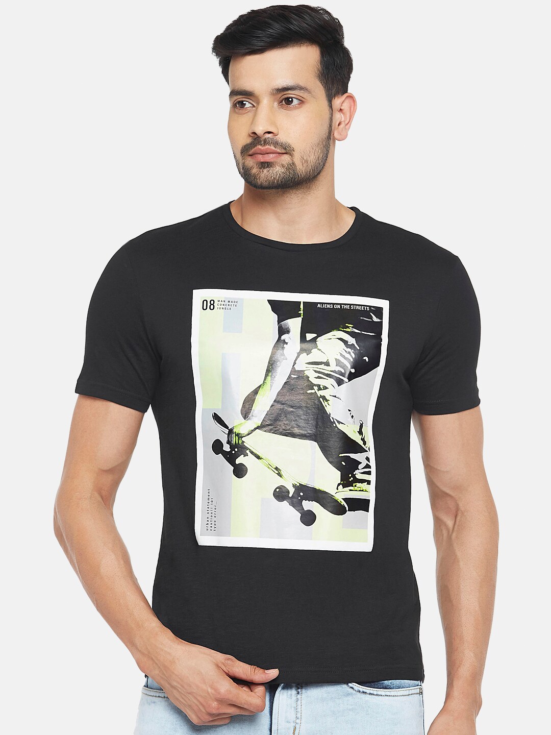 Buy People Men Black & White Printed T Shirt - Tshirts for Men 14358670 ...