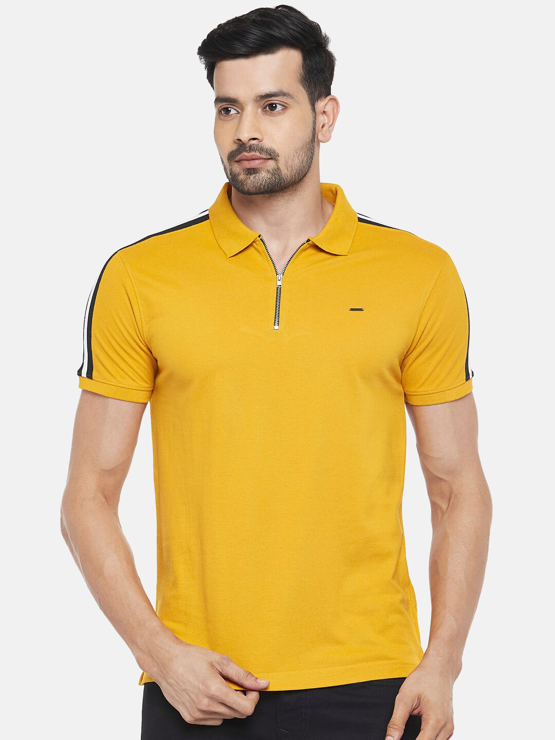 Buy People Men Mustard Yellow Polo Collar T Shirt Tshirts for Men
