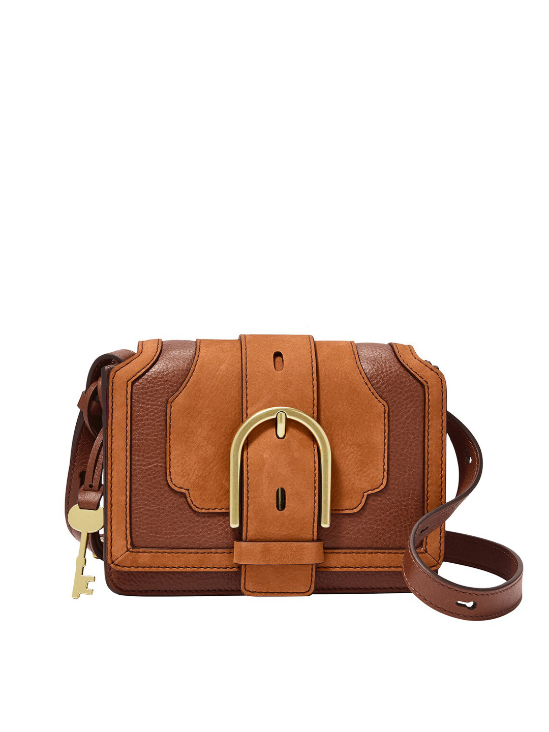 Buy Fossil Brown Solid Leather Sling Bag Handbags for Women 14368812