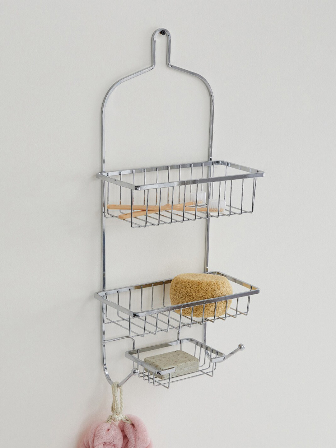 Buy Home Centre Silver Toned Metal Basic Burlington 2 Tier Shower Caddy